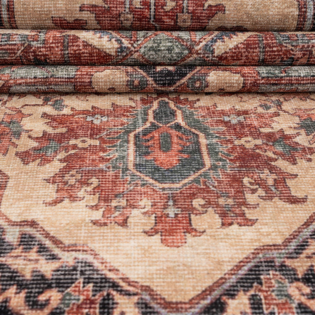 Soft Washable Terracotta Medallion Rug - Verity