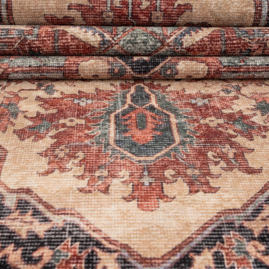 Soft Washable Terracotta Medallion Rug - Verity