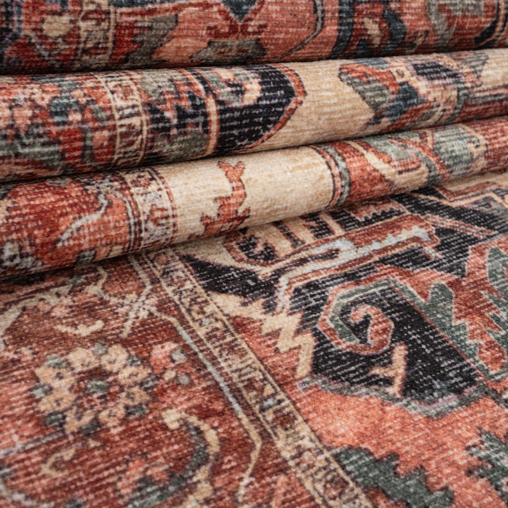 Soft Washable Terracotta Medallion Rug - Verity