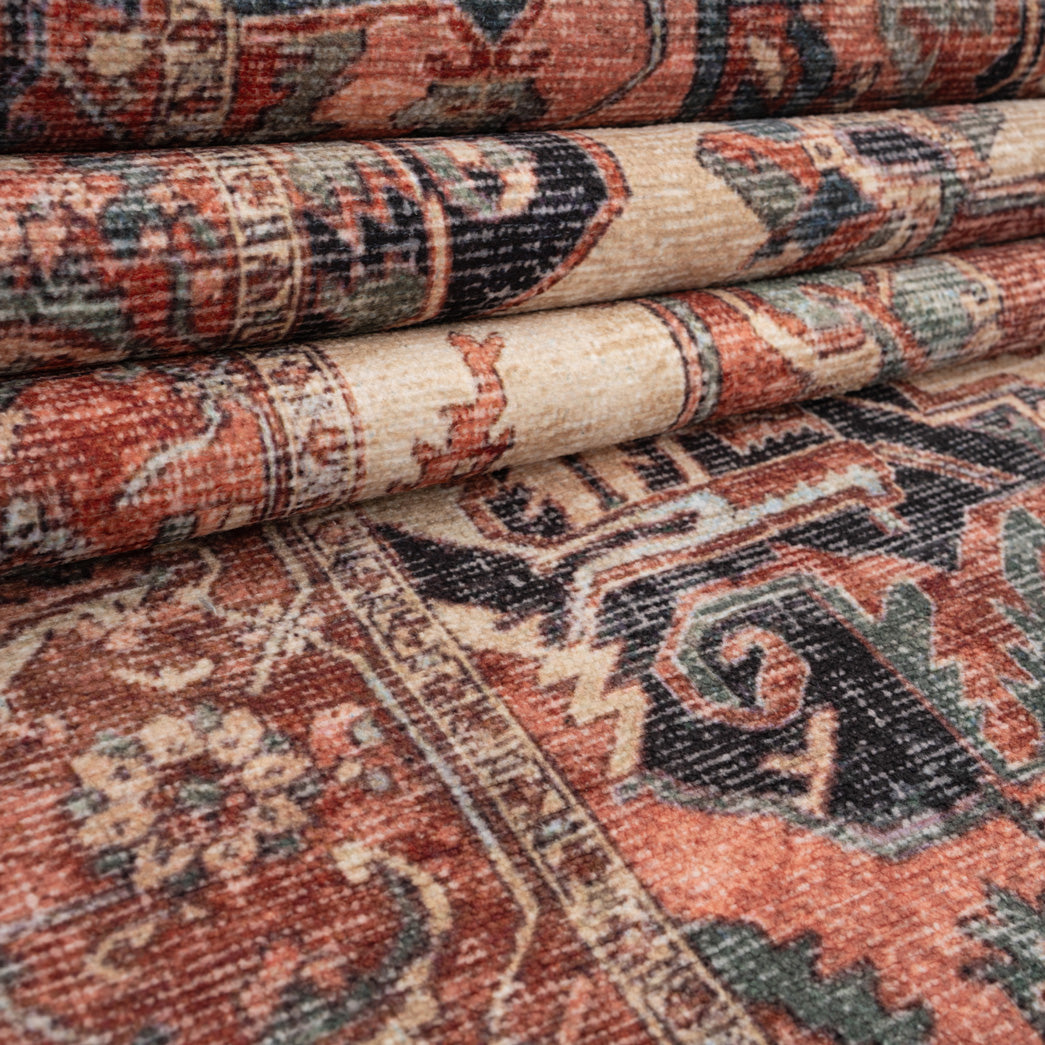 Soft Washable Terracotta Medallion Rug - Verity