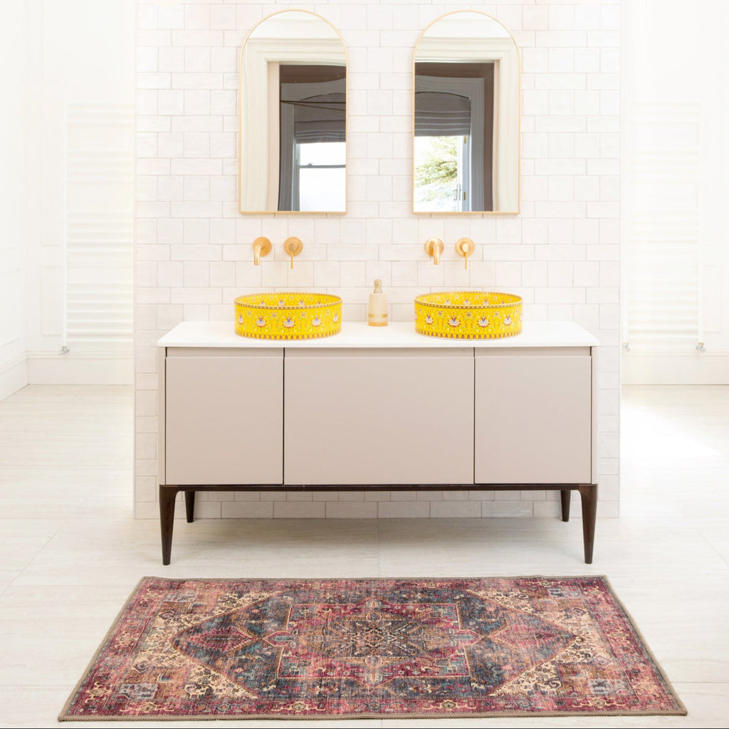 Soft Washable Multicolour Bathroom Mat - Delphine