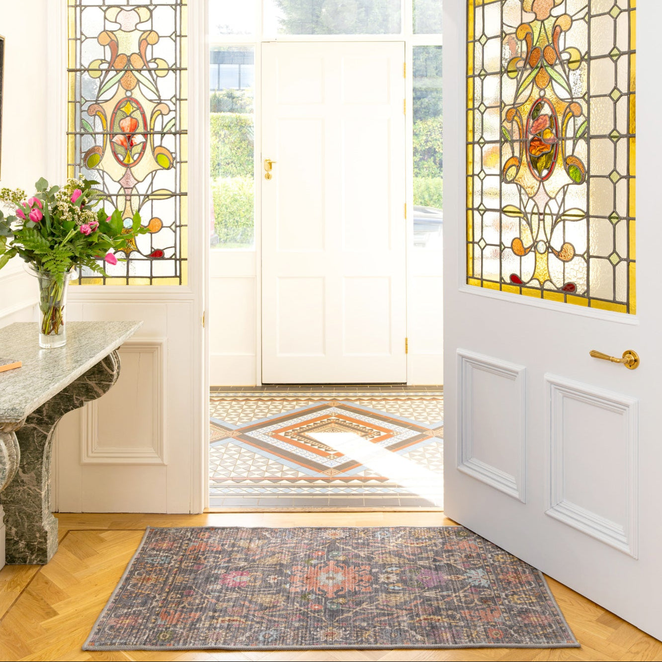 Soft Washable Wildflower Bathroom Mat - Francine