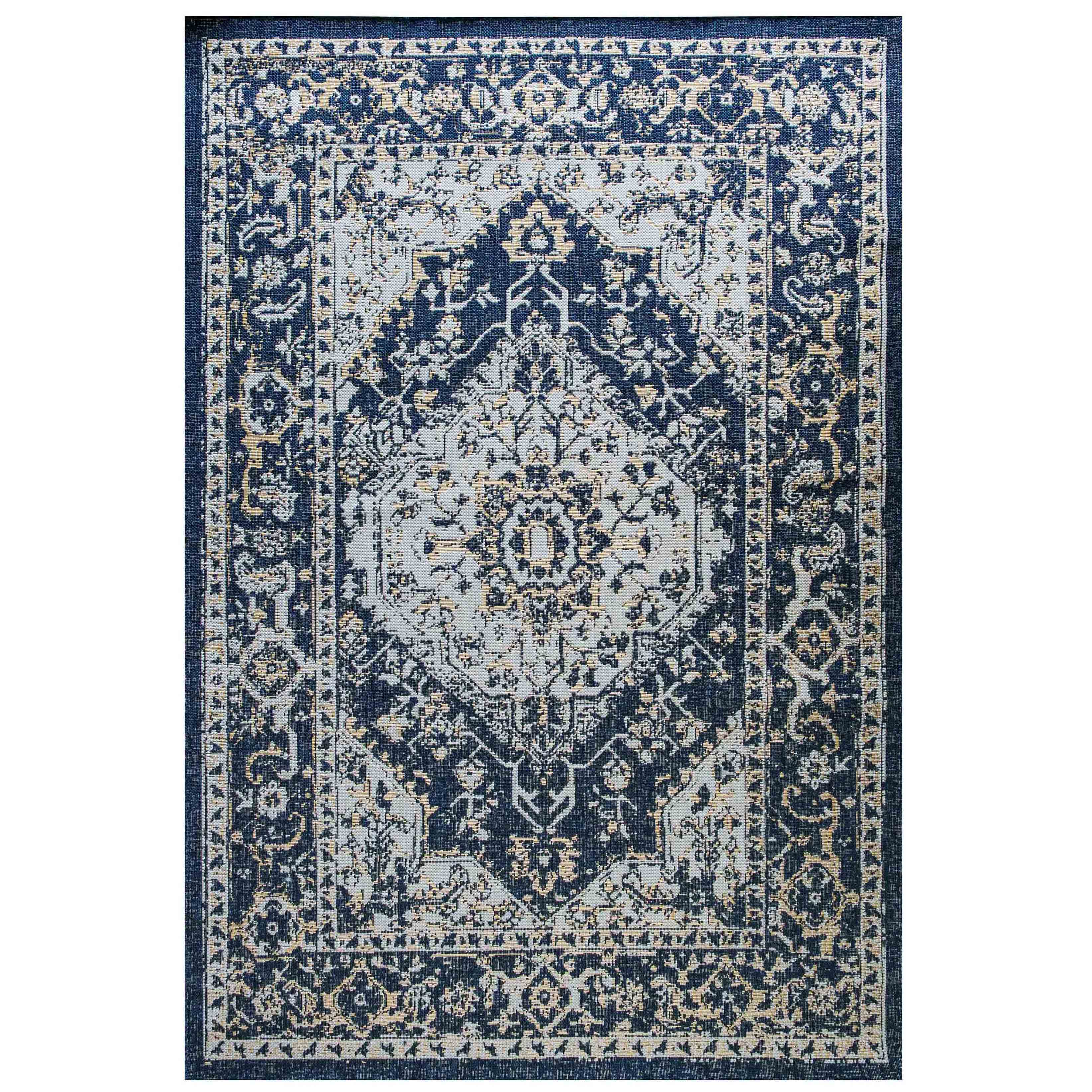 Navy Blue Distressed Indoor Outdoor Rug