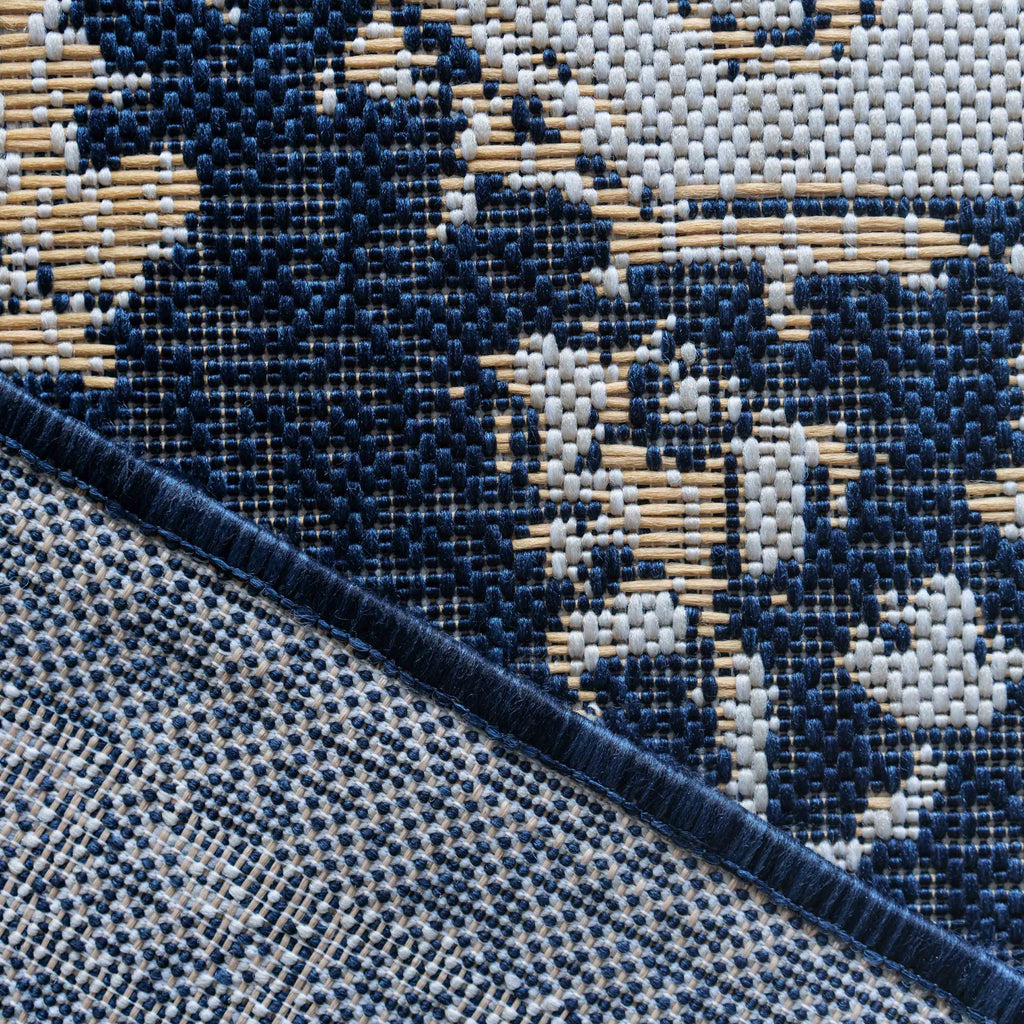 Navy Blue Distressed Indoor Outdoor Rug