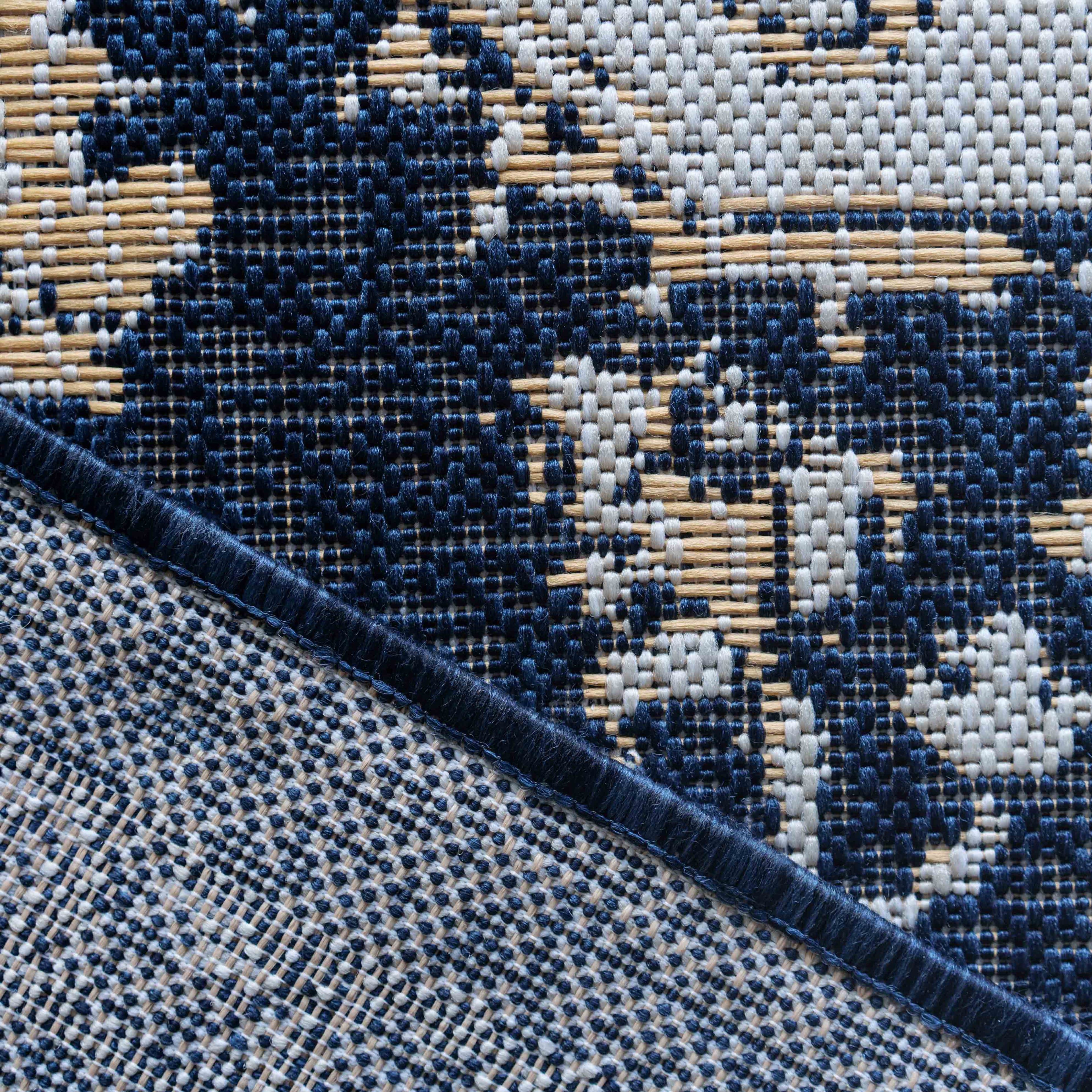 Navy Blue Distressed Indoor Outdoor Rug