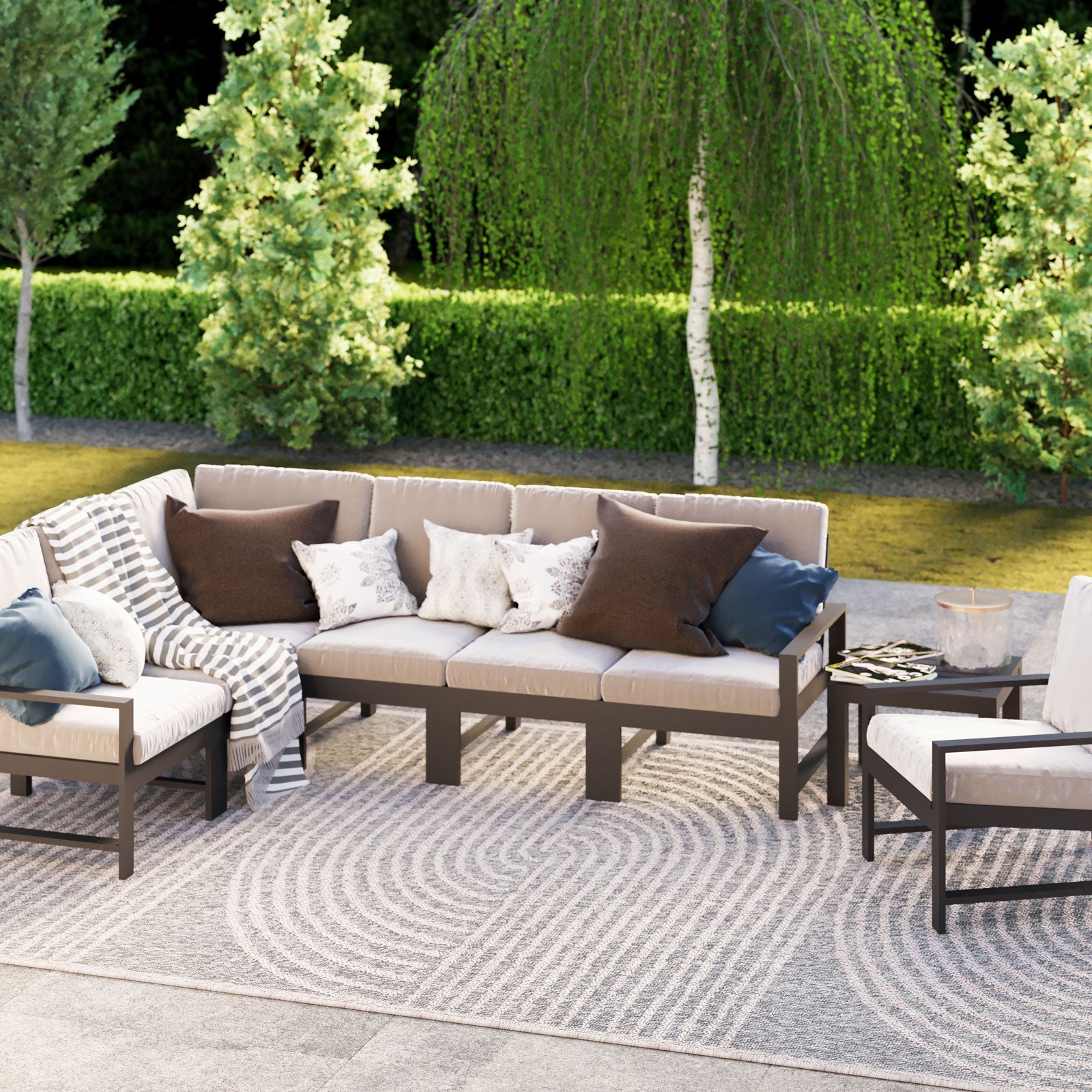 Art Deco Grey Outdoor Rug - Reine