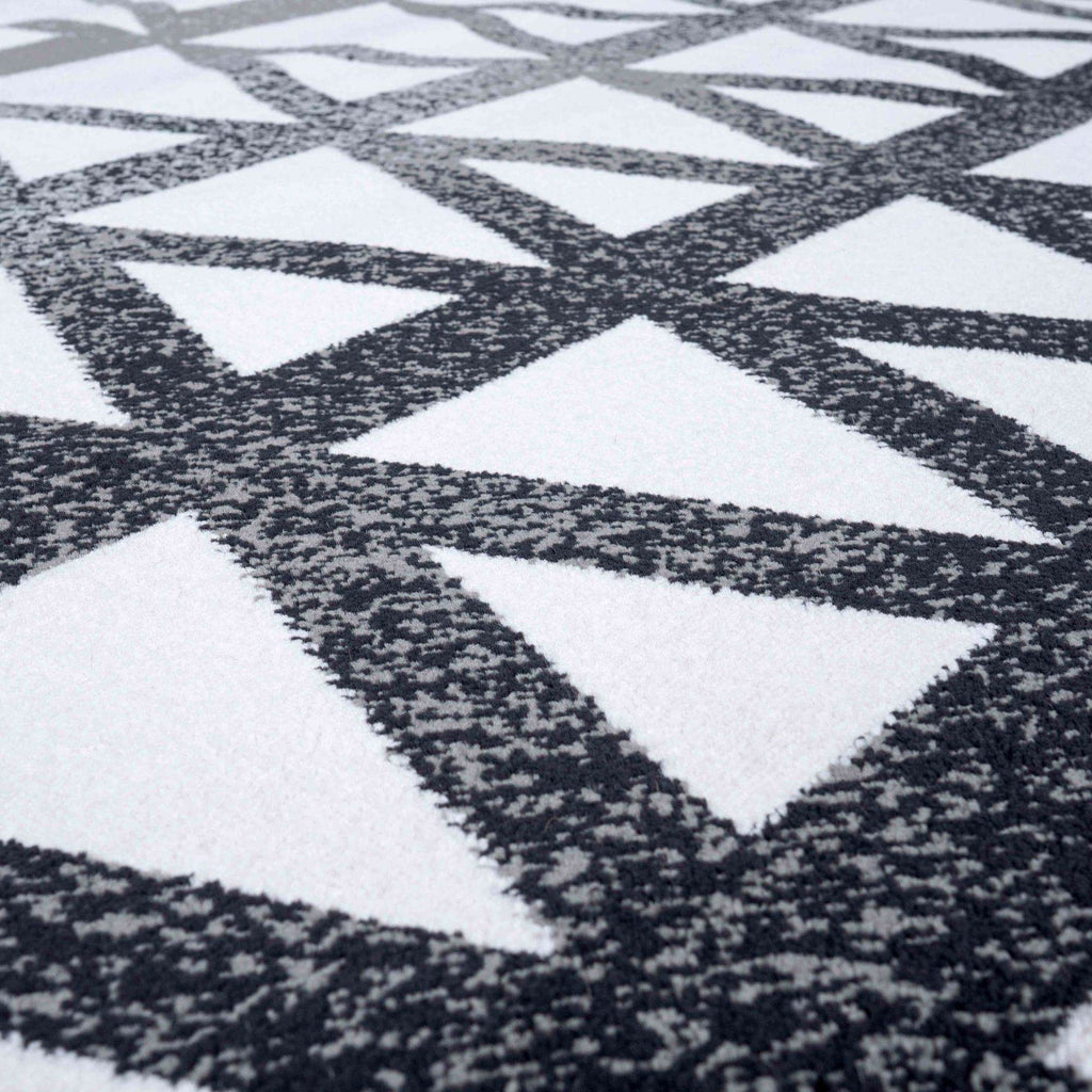 Modern Grey Geometric Triangle Living Room Rug - Powell