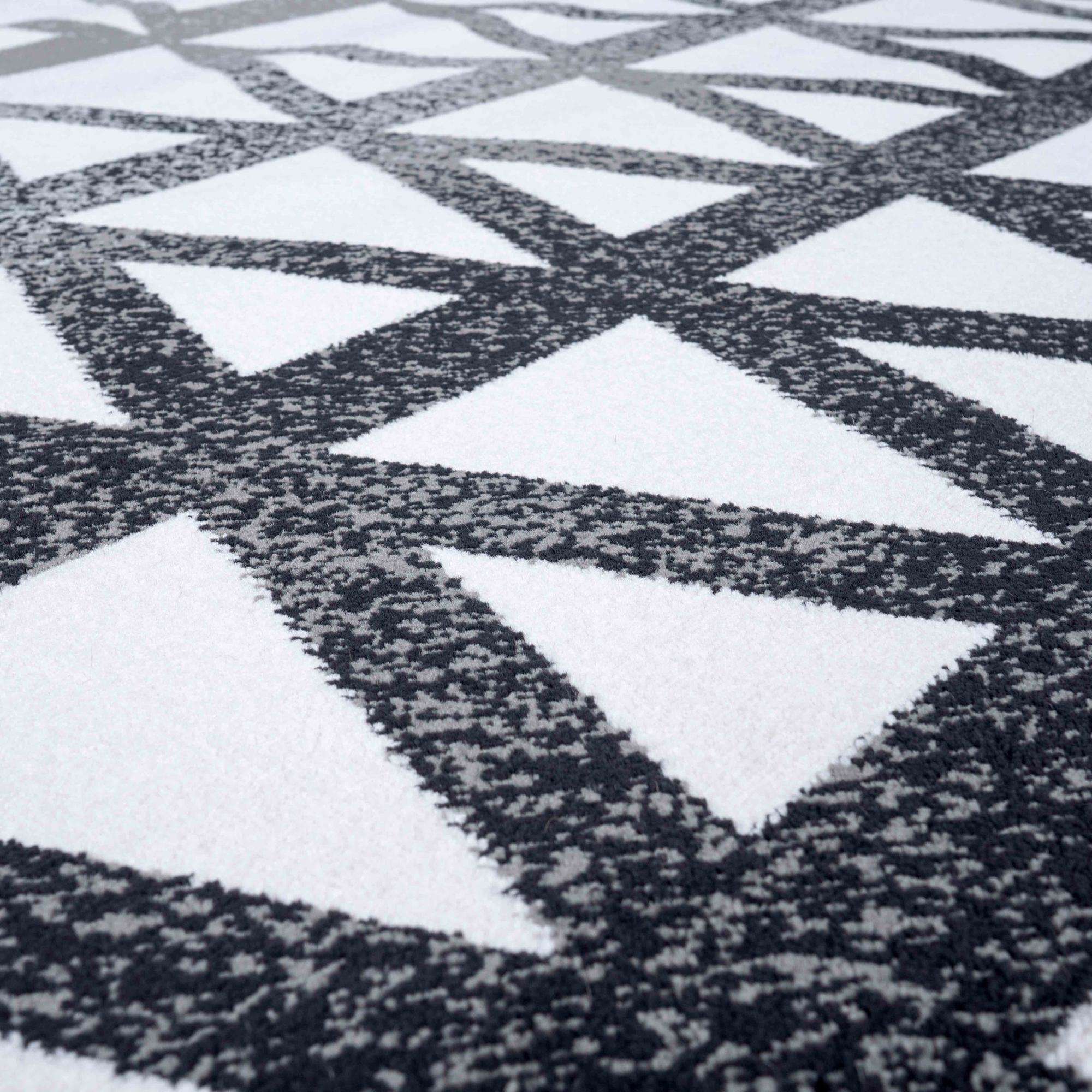 Modern Grey Geometric Triangle Living Room Rug - Powell