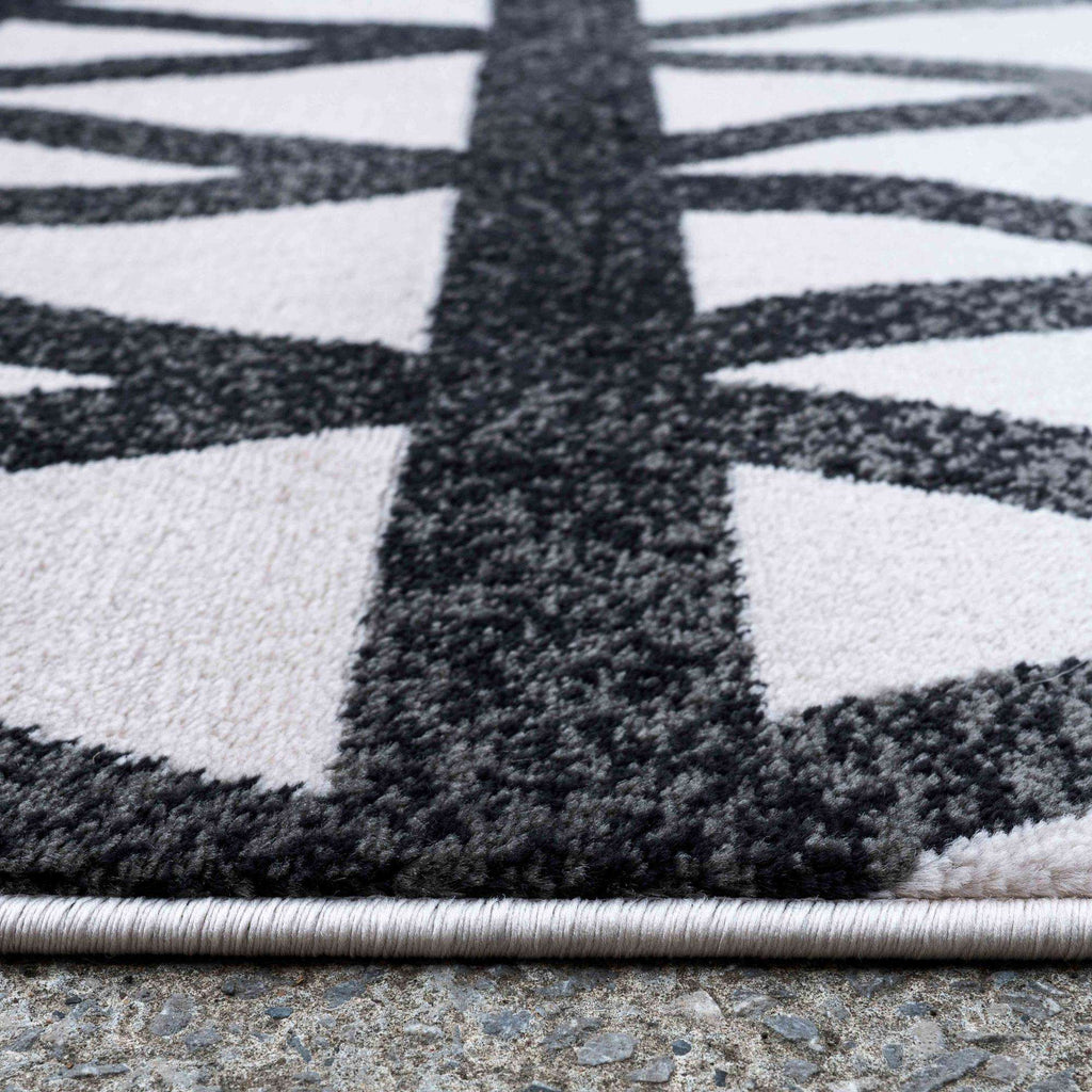 Modern Grey Geometric Triangle Living Room Rug - Powell