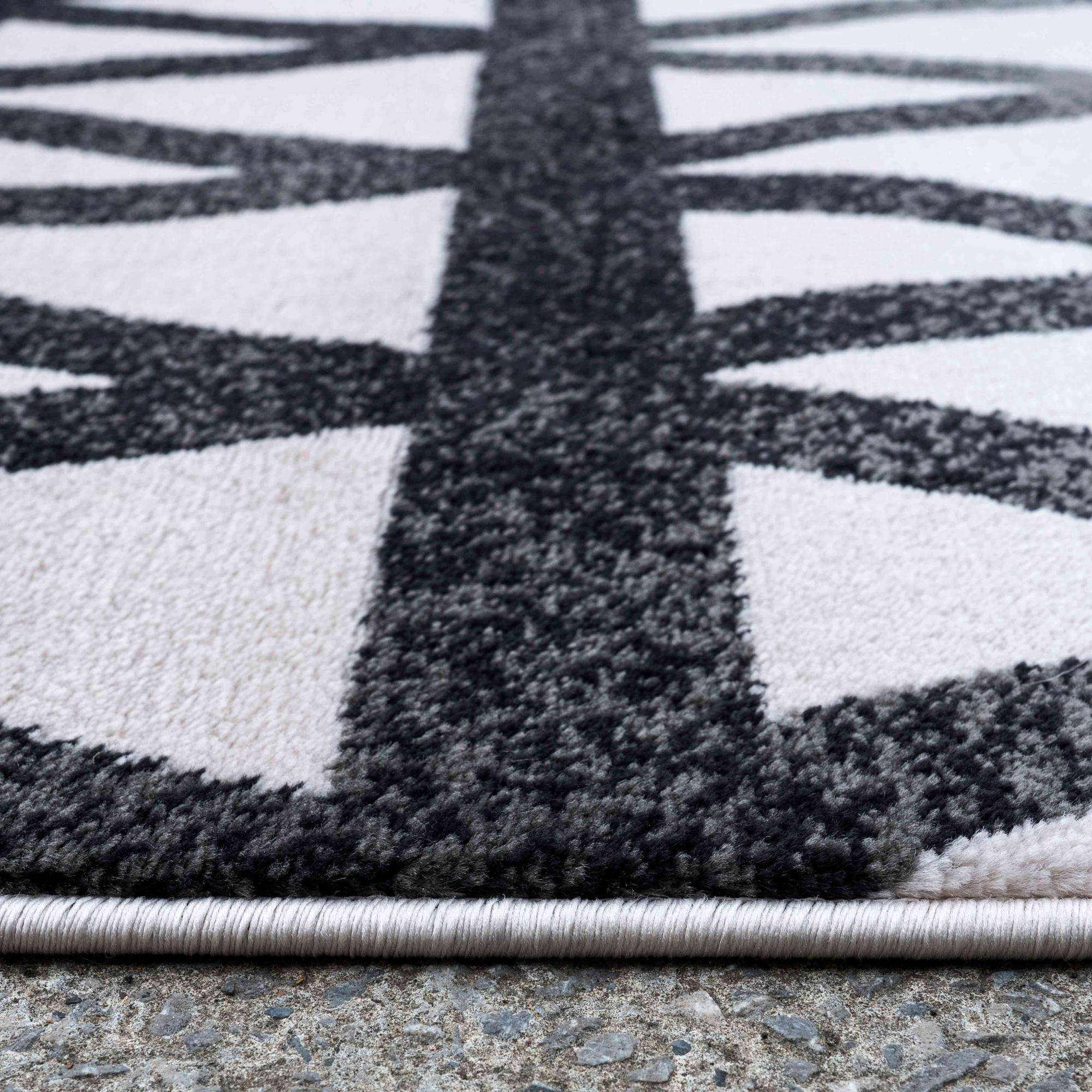 Modern Grey Geometric Triangle Living Room Rug - Powell