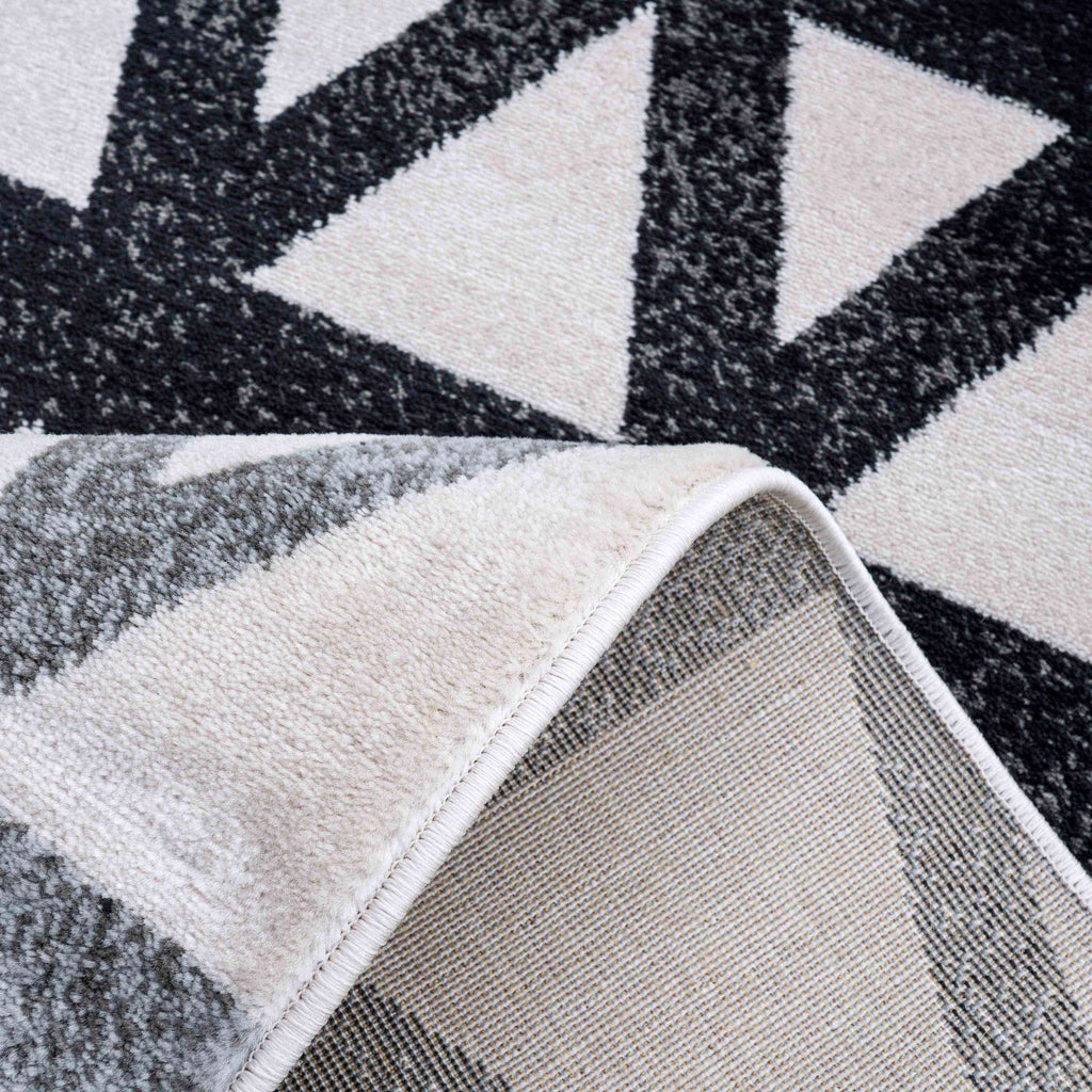Modern Grey Geometric Triangle Living Room Rug - Powell