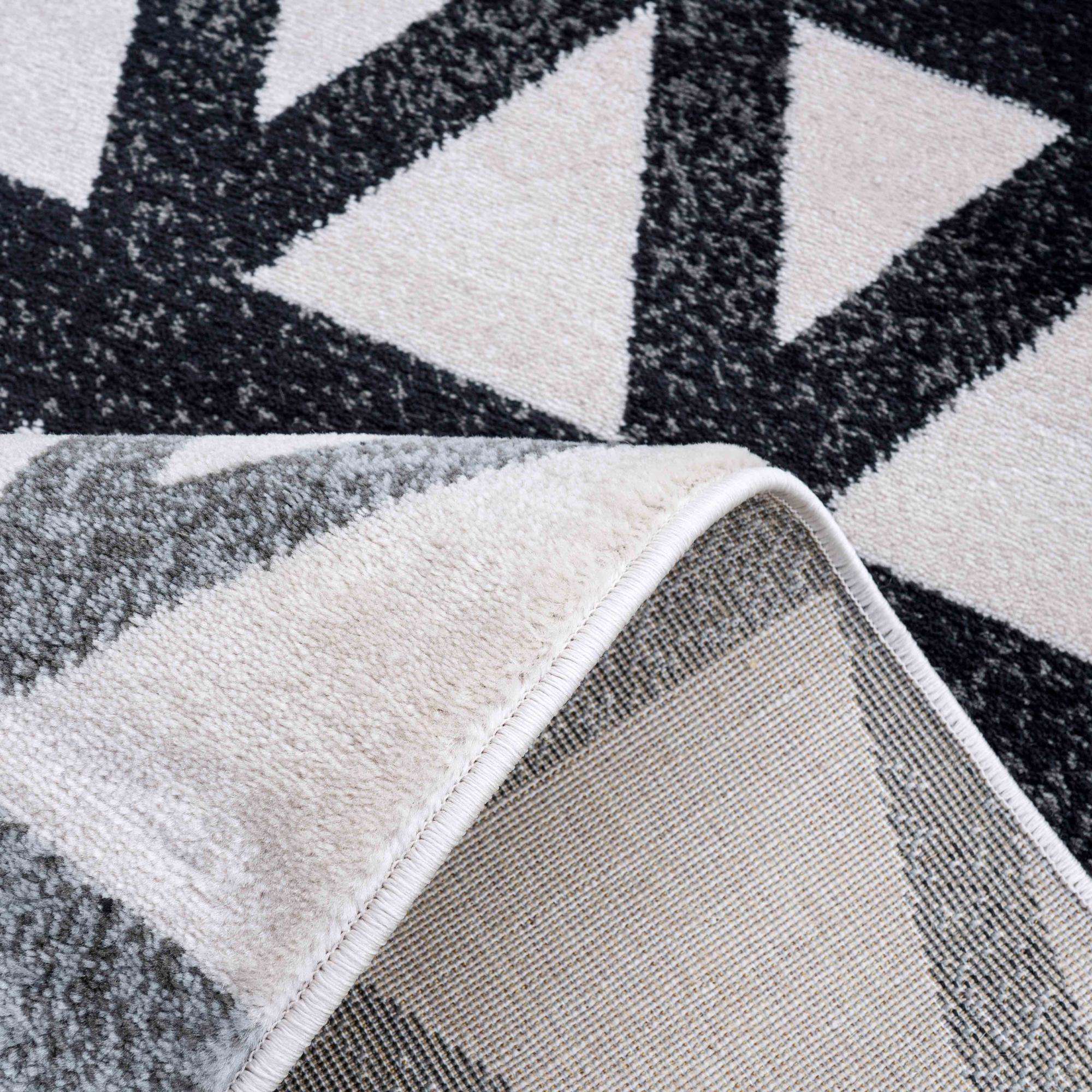 Modern Grey Geometric Triangle Living Room Rug - Powell