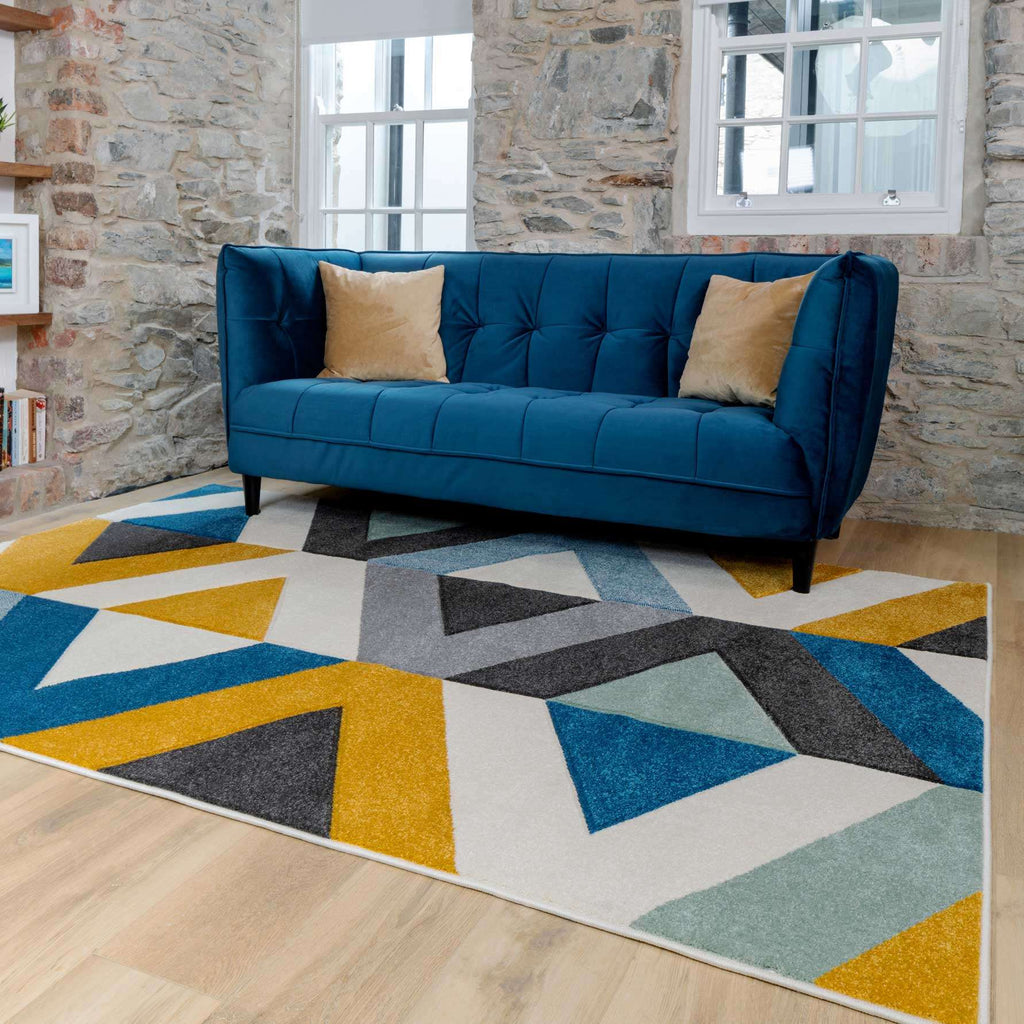 Multicolour Woven Geometric Area Rug - Angora