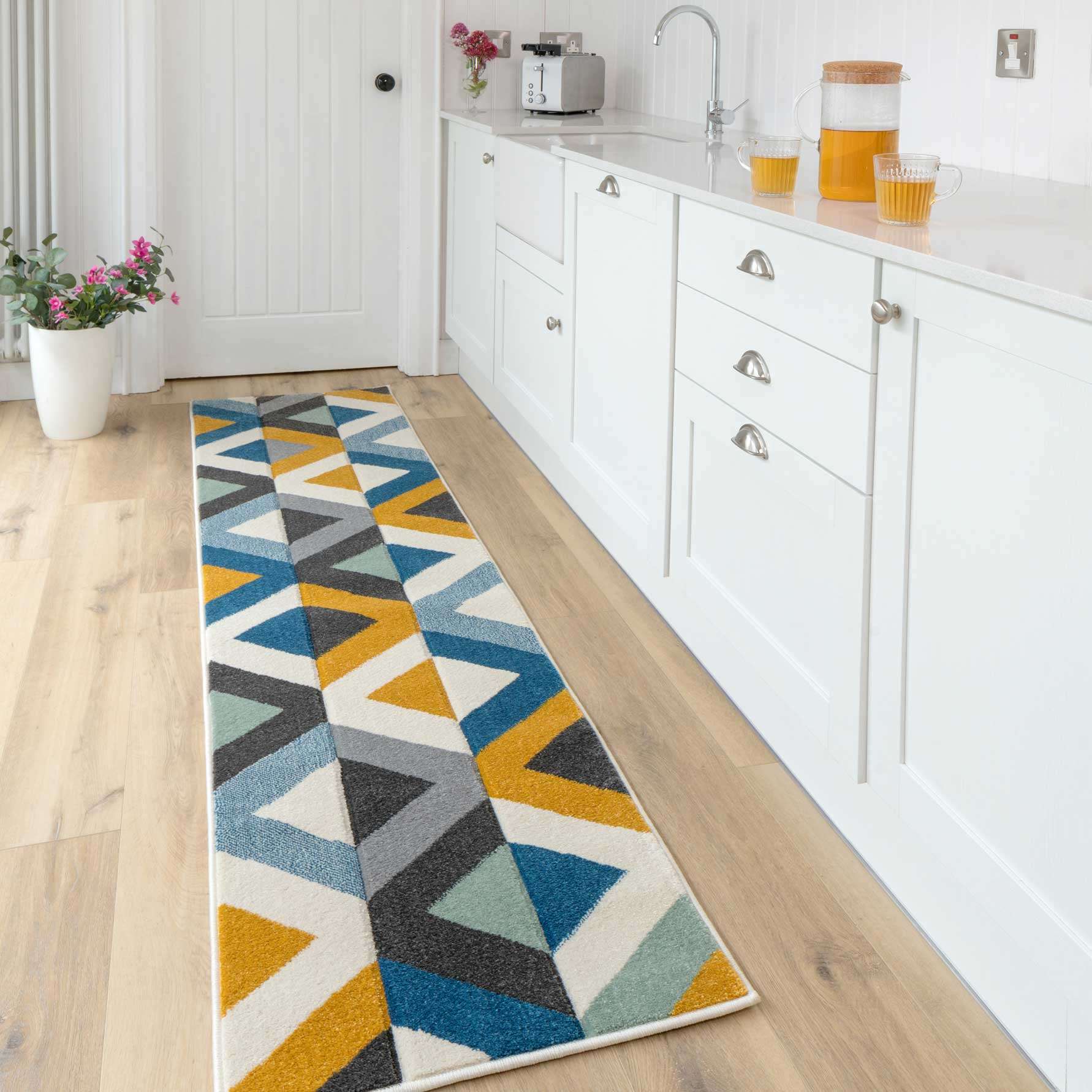Multicolour Woven Geometric Area Rug - Angora