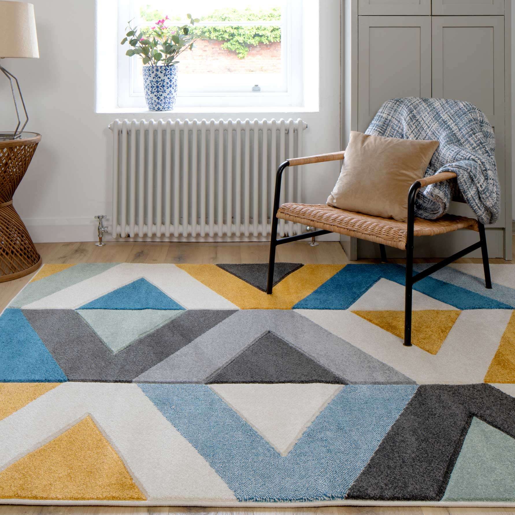 Multicolour Woven Geometric Area Rug - Angora