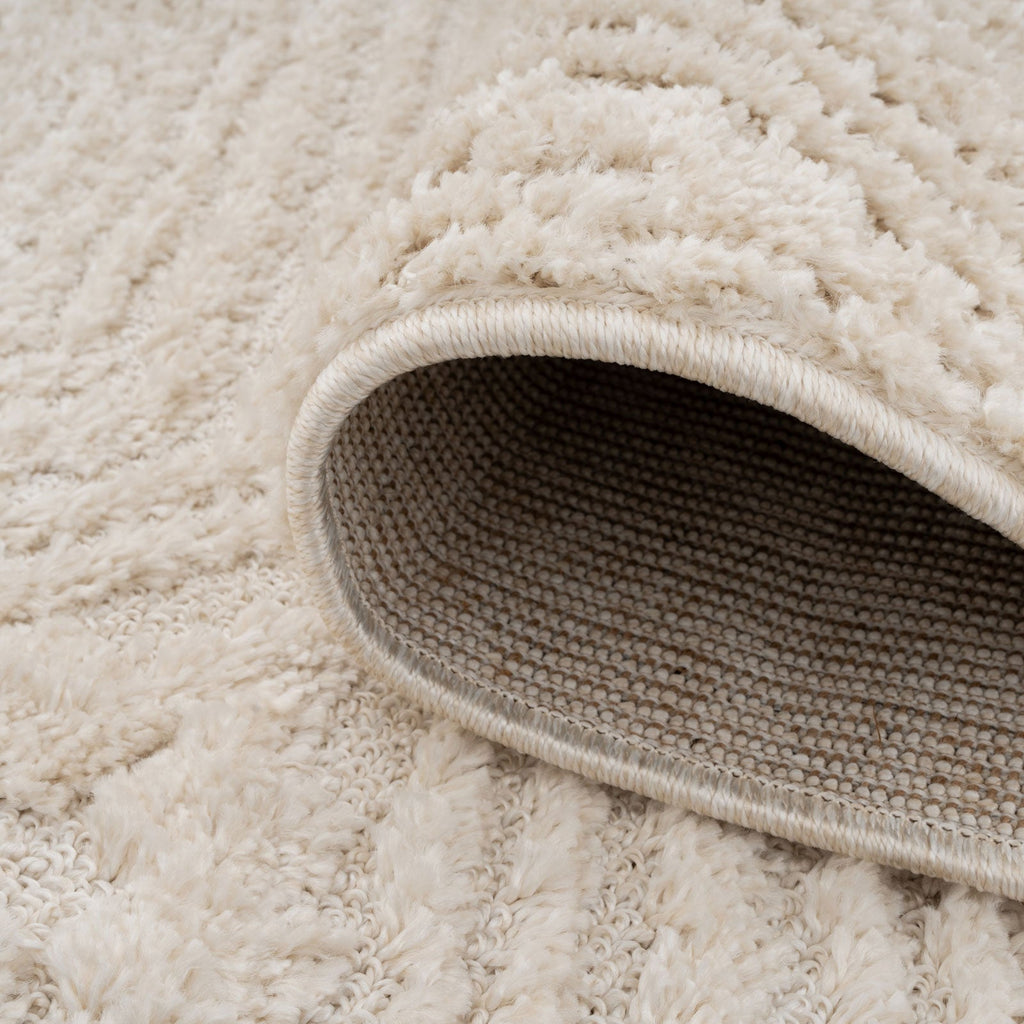 Warm White Tufted Diamond Rug - Elino