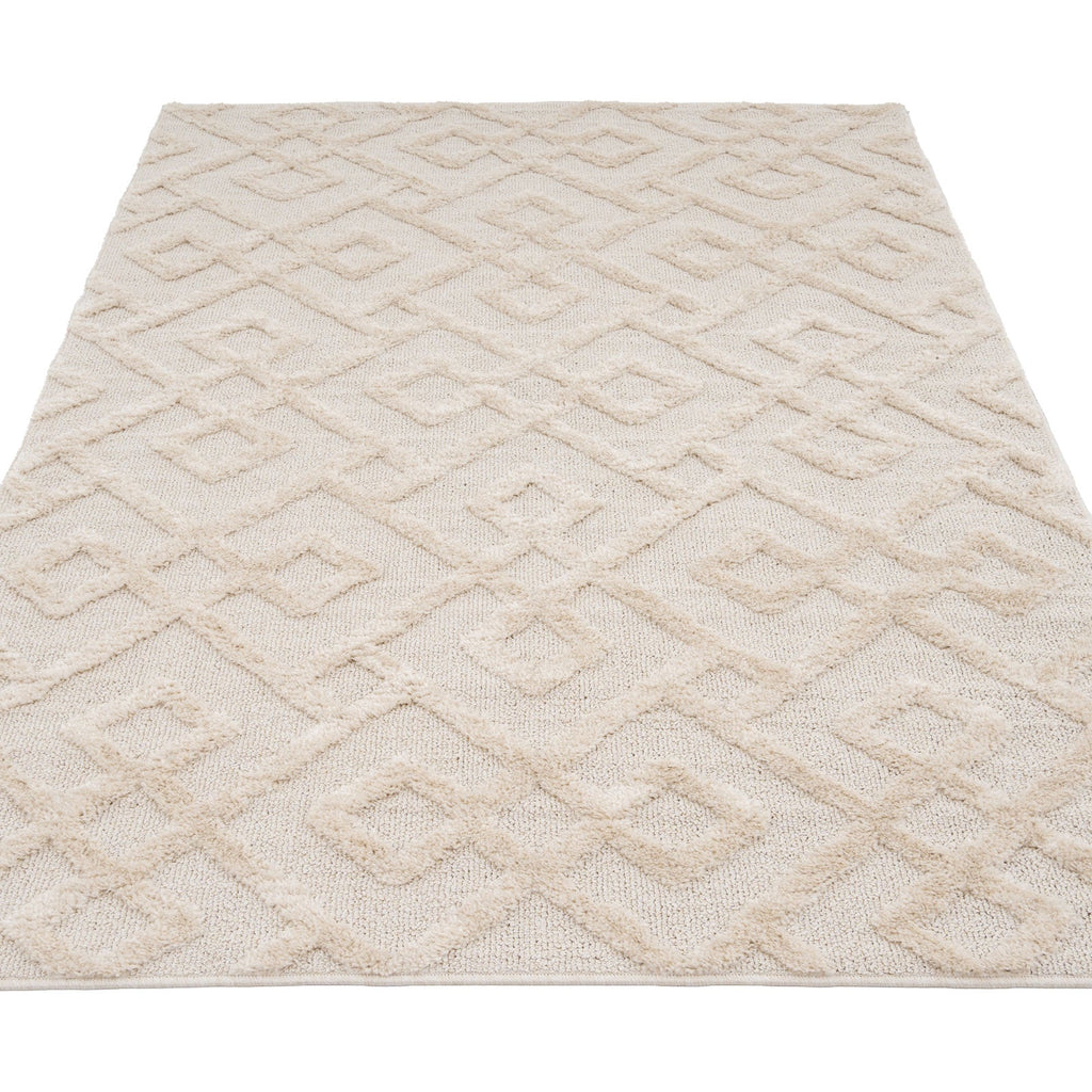 Warm White Interlocking Rug - Sade