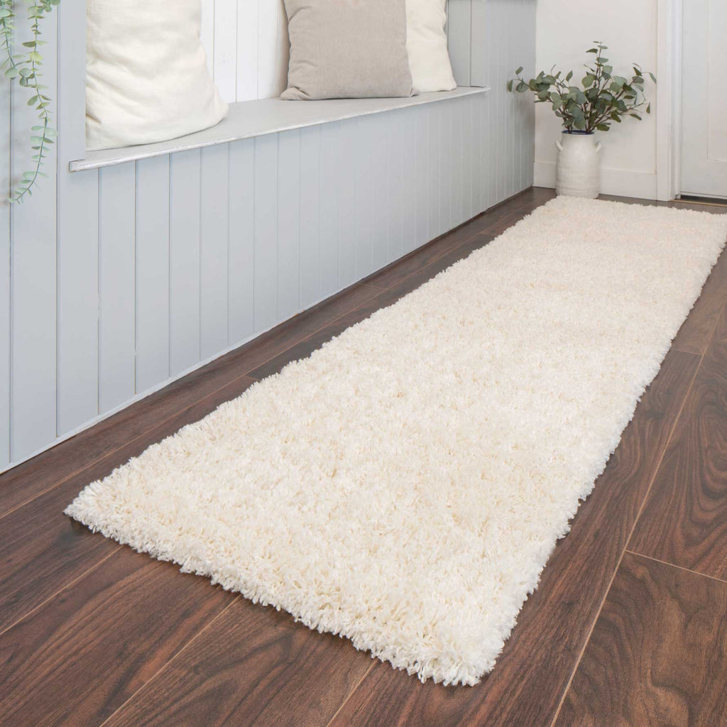 Soft Everyday Cream White Shaggy Runner Rug