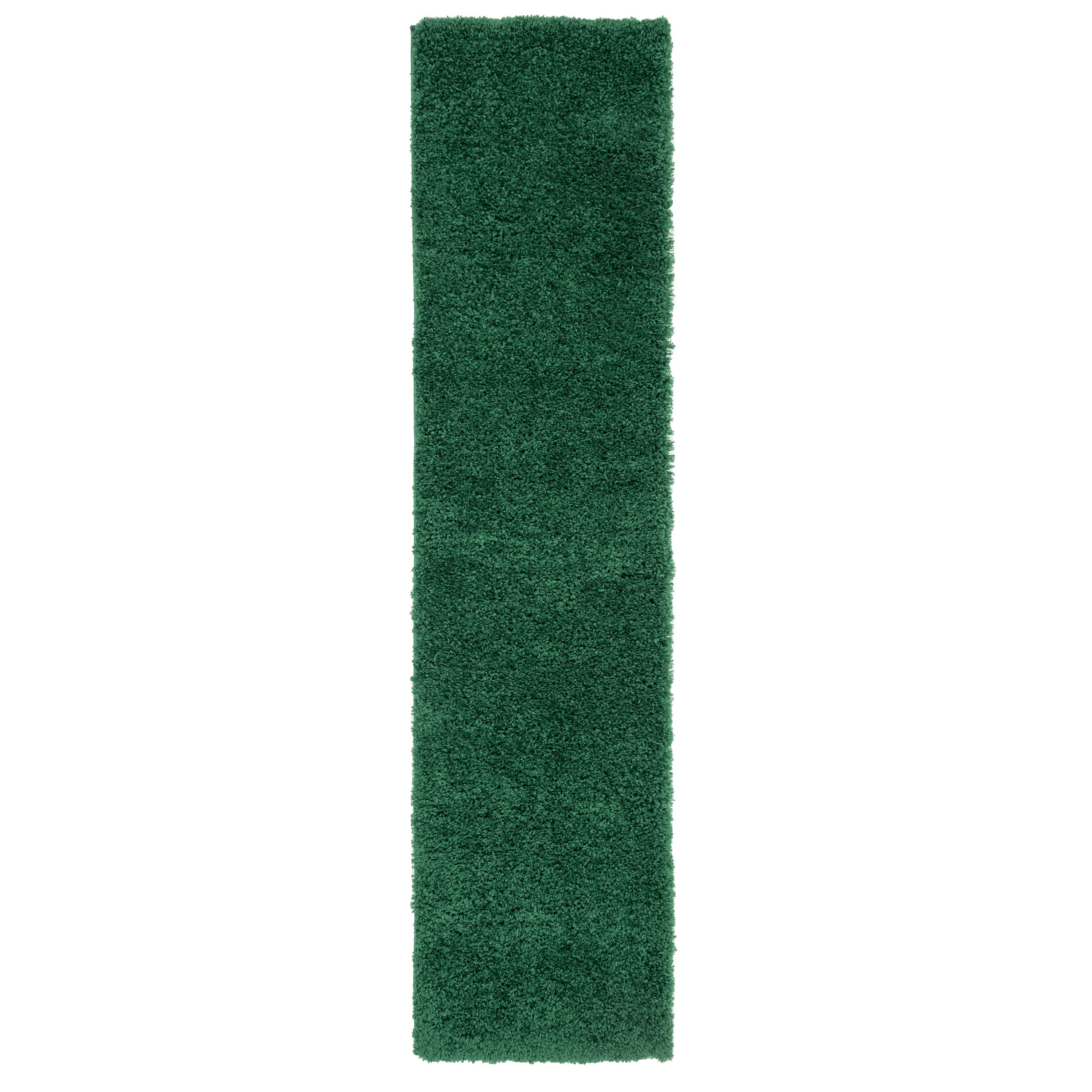 Soft Everyday Dark Green Shaggy Runner Rug