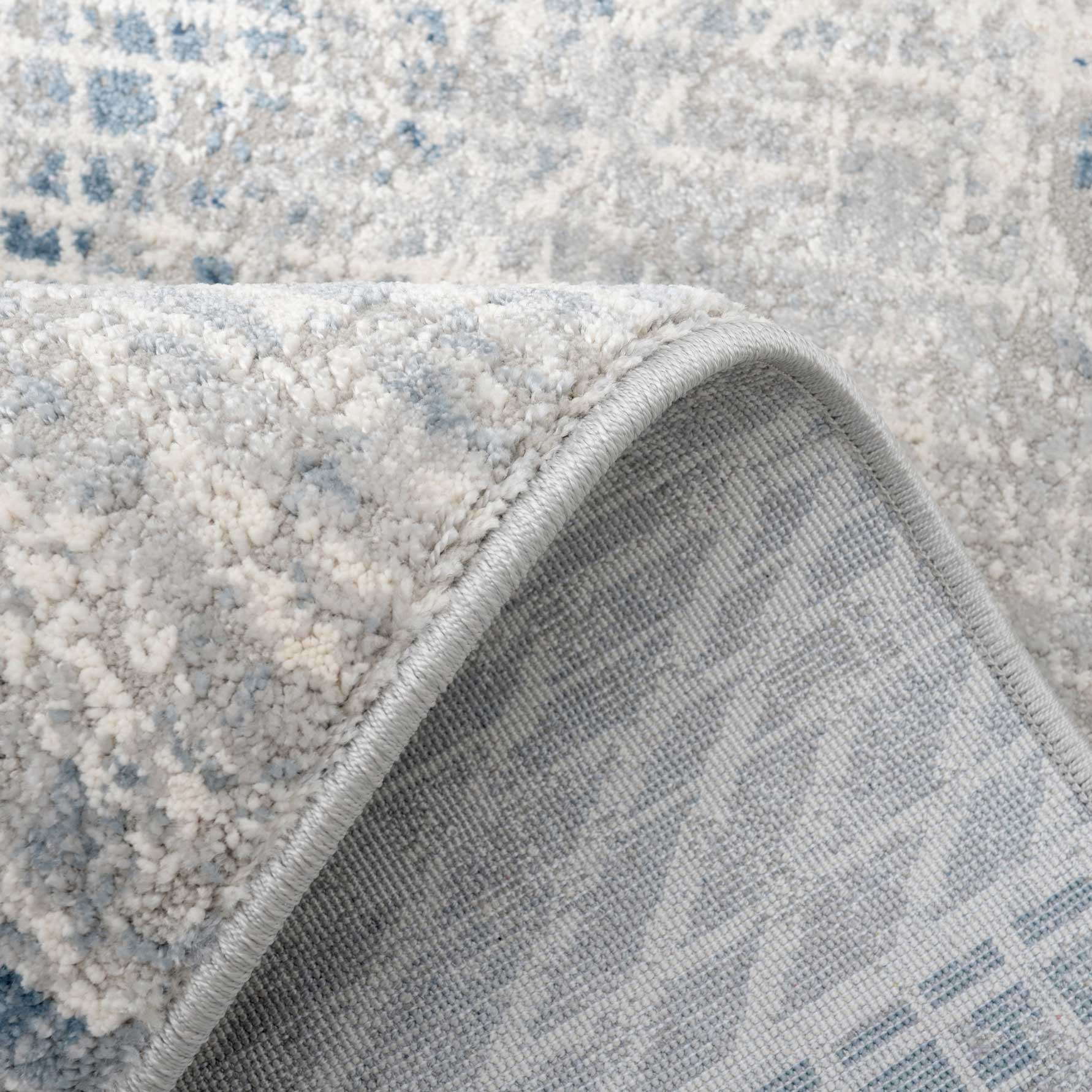 Modern Blue Distressed Abstract Living Room Rug - Astia