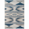 Grey Navy Aztec Living Room Rug