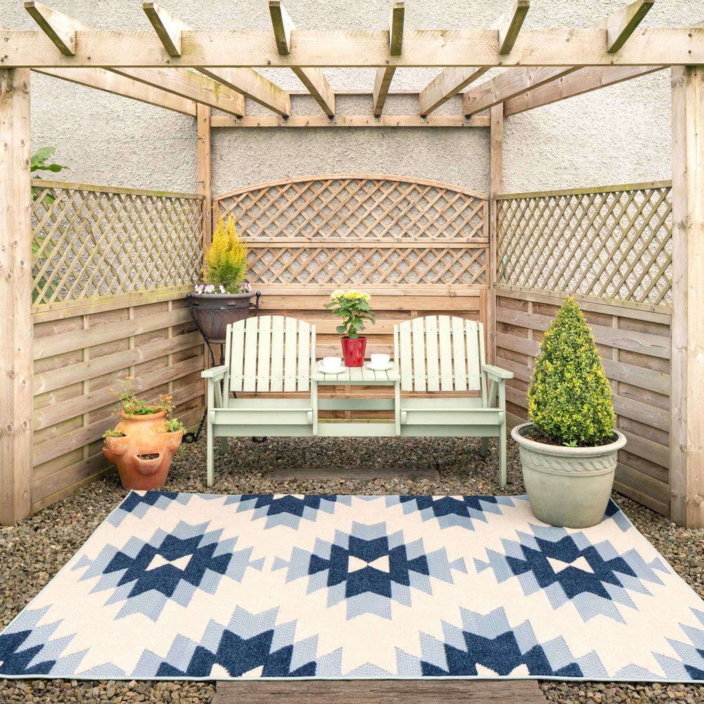 Light Blue Aztec Outdoor Area Rug - Bali
