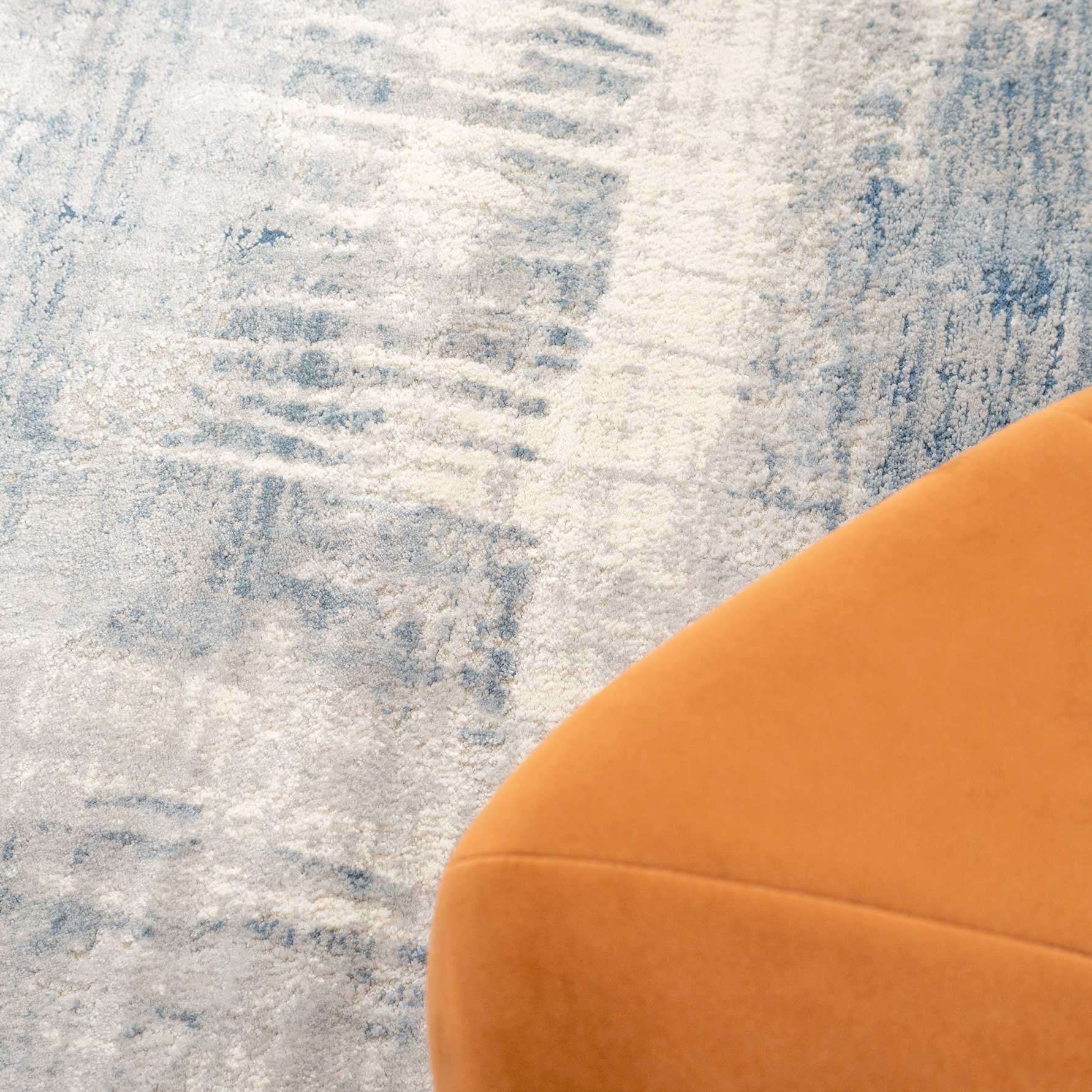 Soft Blue Distressed Abstract Living Room Area Rug - Bedtime