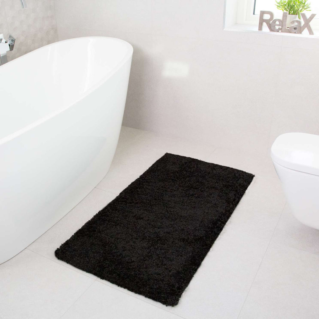 Super Soft Black Shaggy Runner Rug