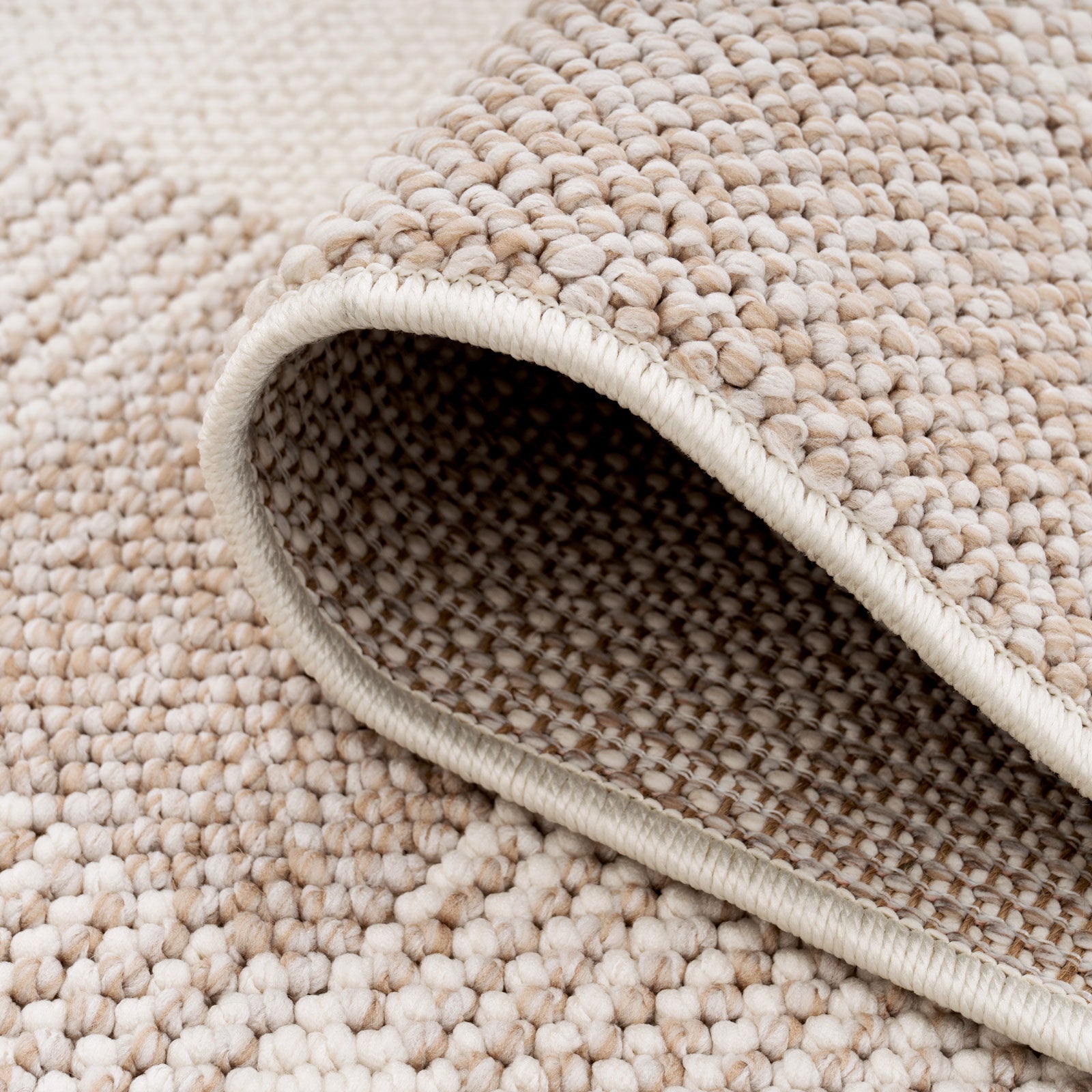 Chunky Beige Wool Style Rug - Etta