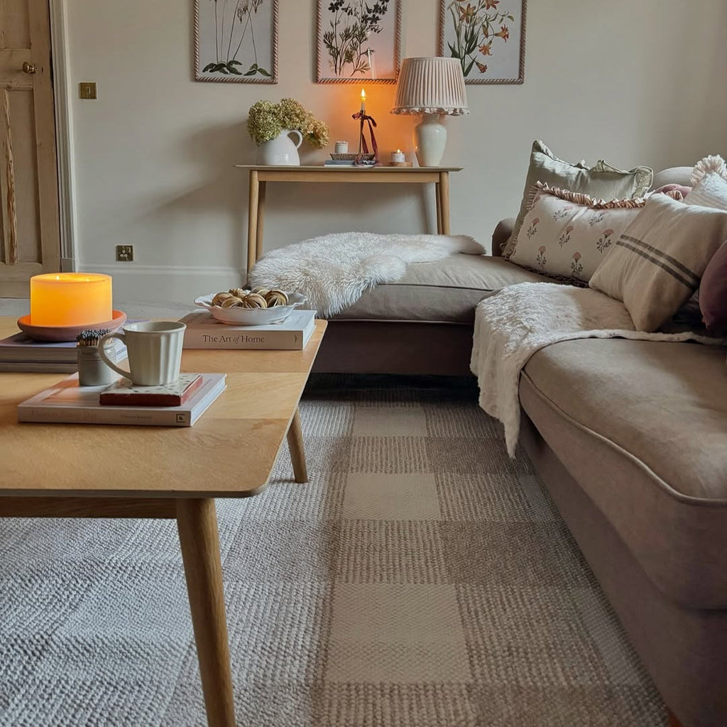 Chunky Beige Wool Style Rug - Etta