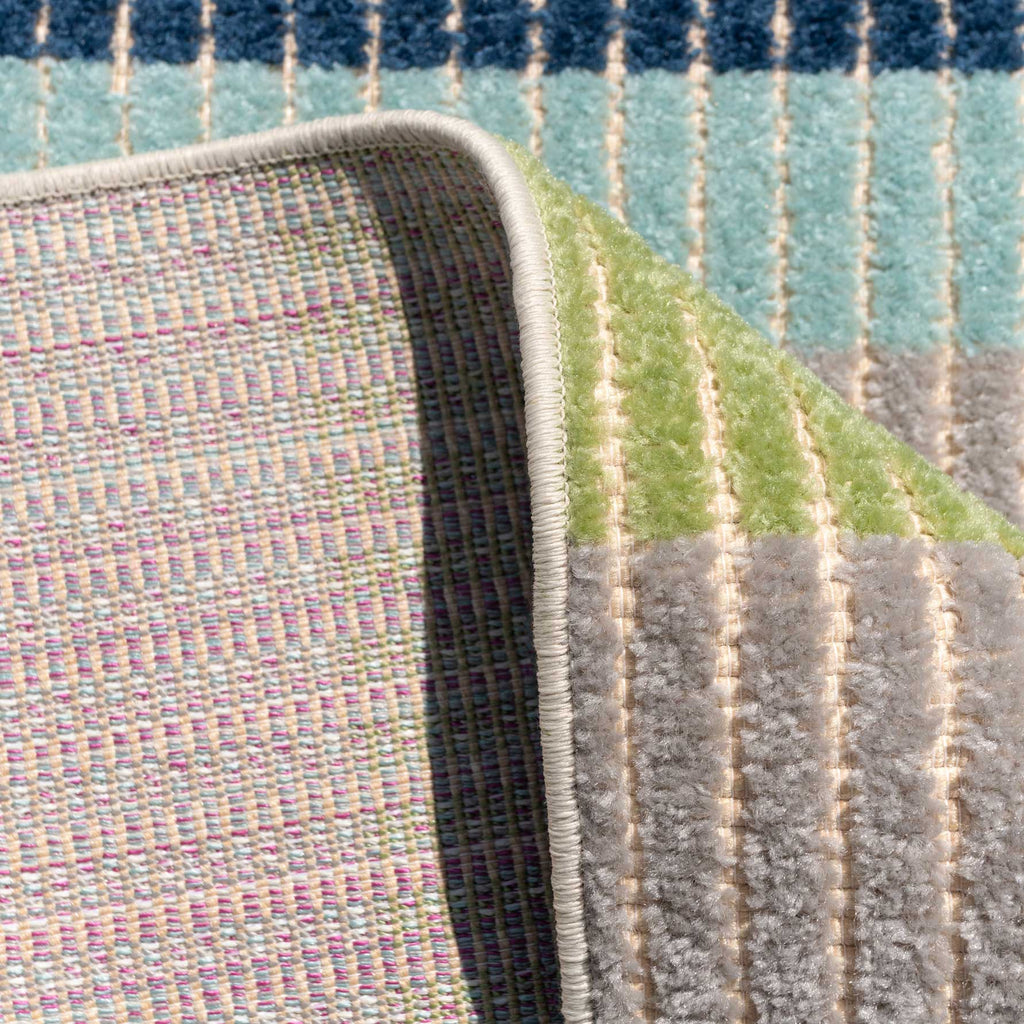 Blue Striped Indoor Outdoor Rug - Cordy