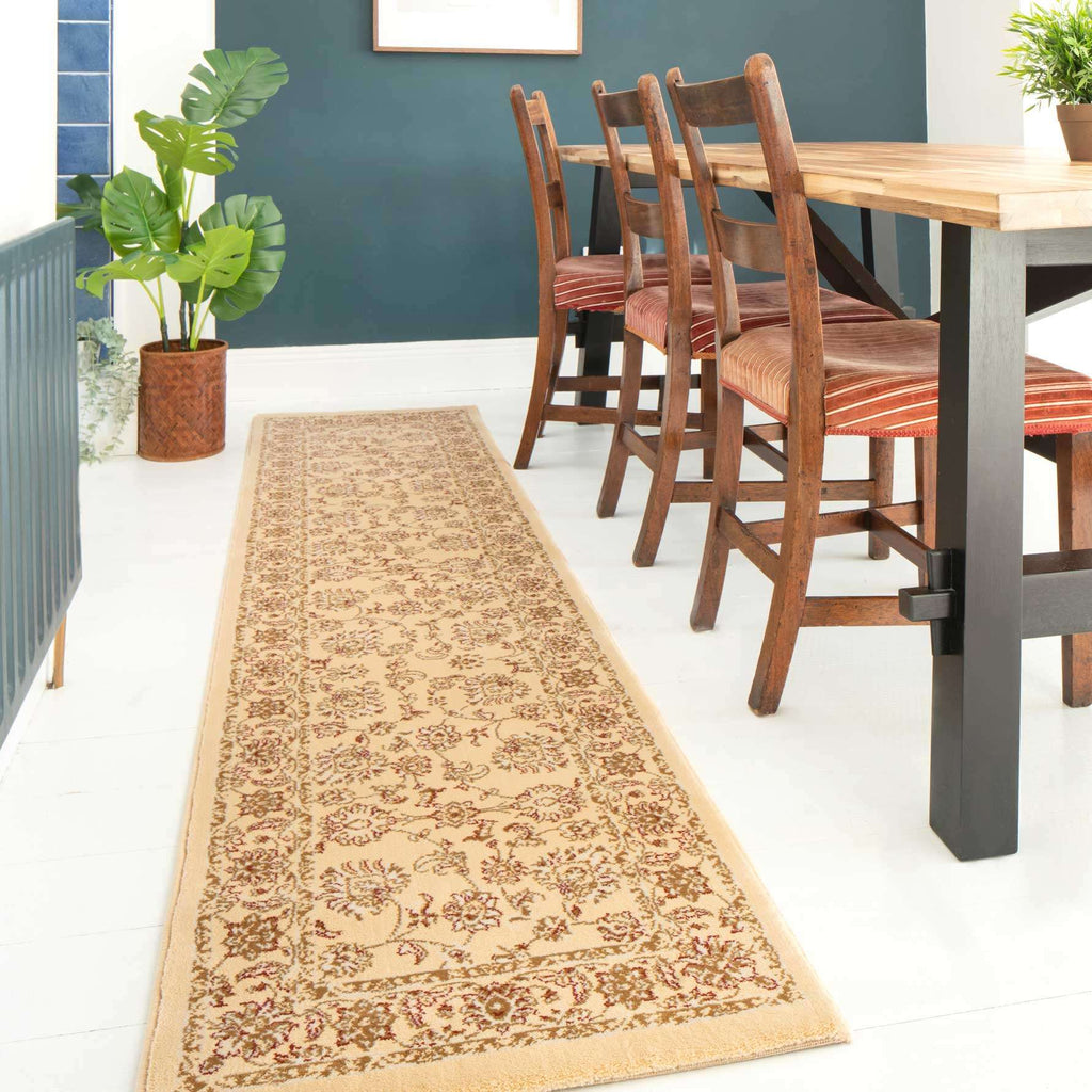 Traditional Cream Motif Bordered Rug - Dana