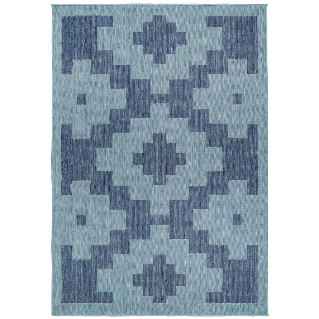Blue Geometric Indoor Outdoor Area Rug - Shelly