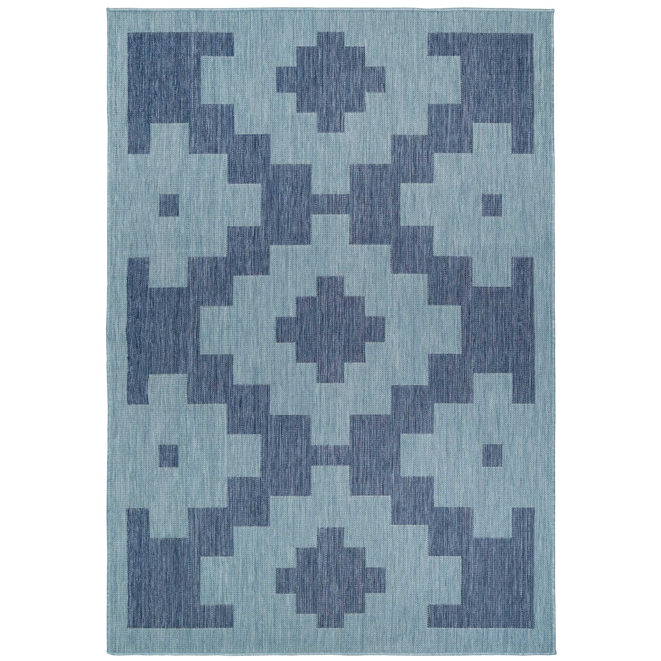 Blue Geometric Indoor Outdoor Area Rug - Shelly