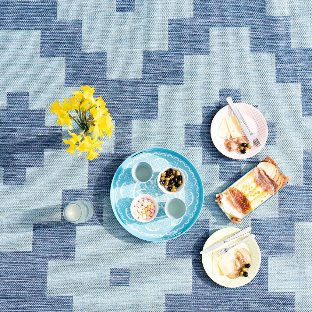 Blue Geometric Indoor Outdoor Area Rug - Shelly