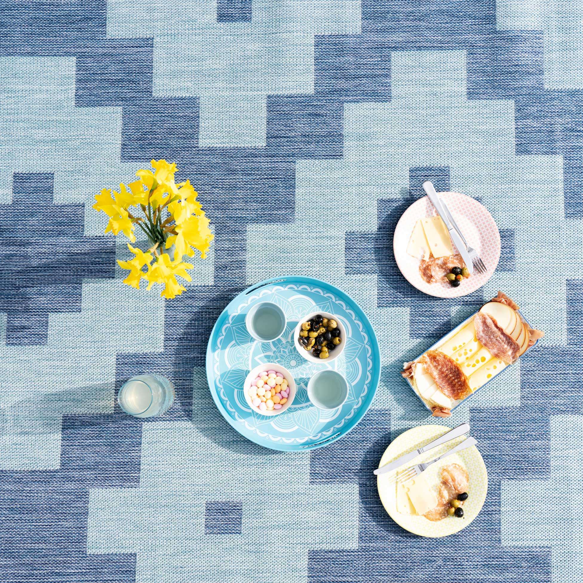 Blue Geometric Indoor Outdoor Area Rug - Shelly