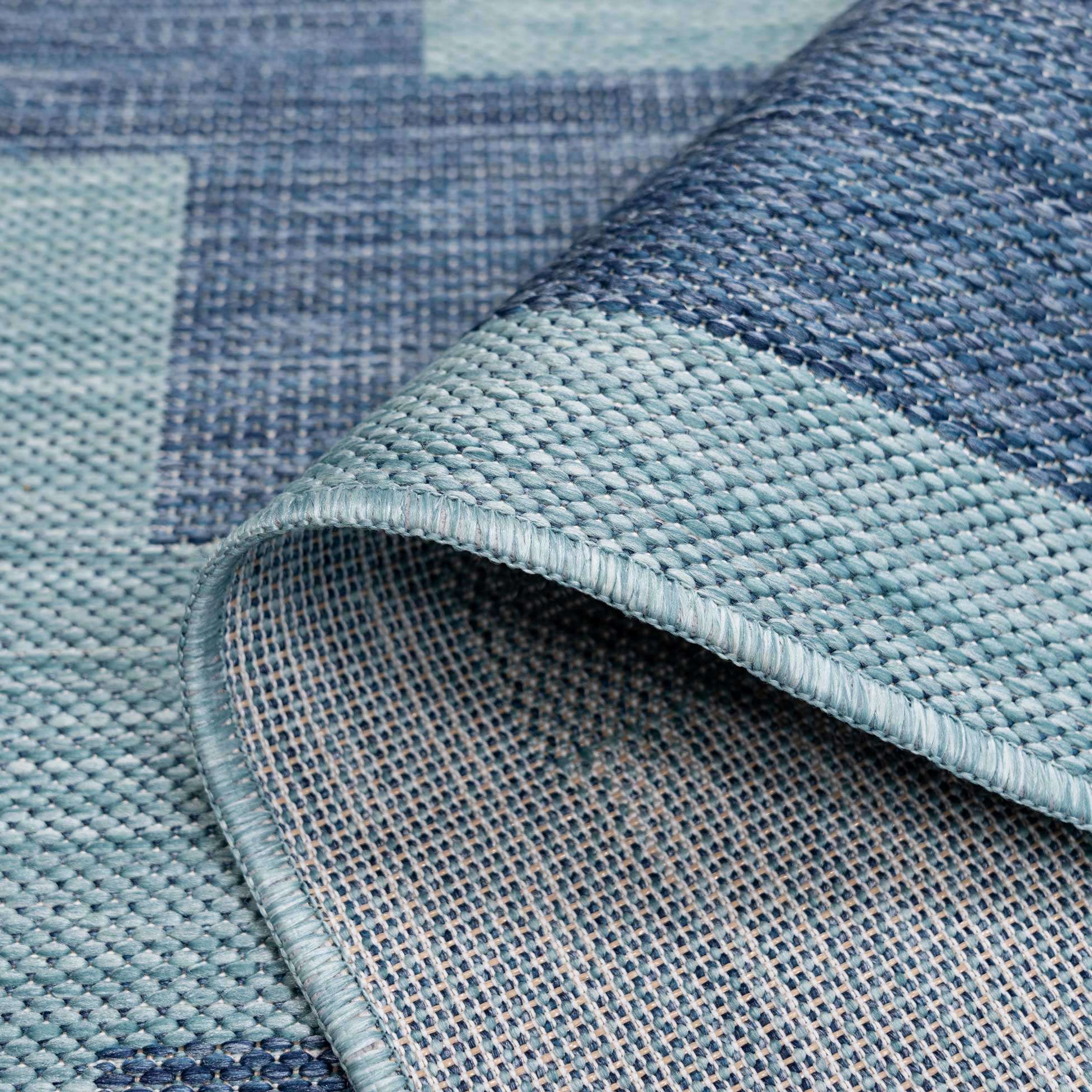 Blue Geometric Indoor Outdoor Area Rug - Shelly