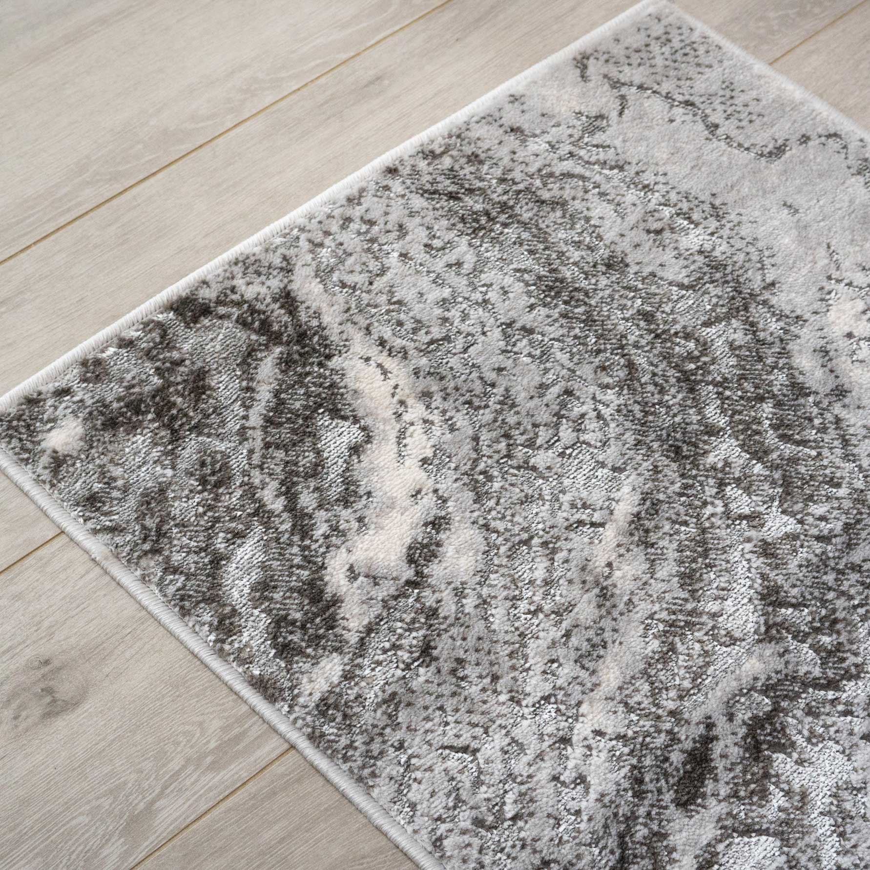 Modern Grey Textured Living Room Rug - Delta