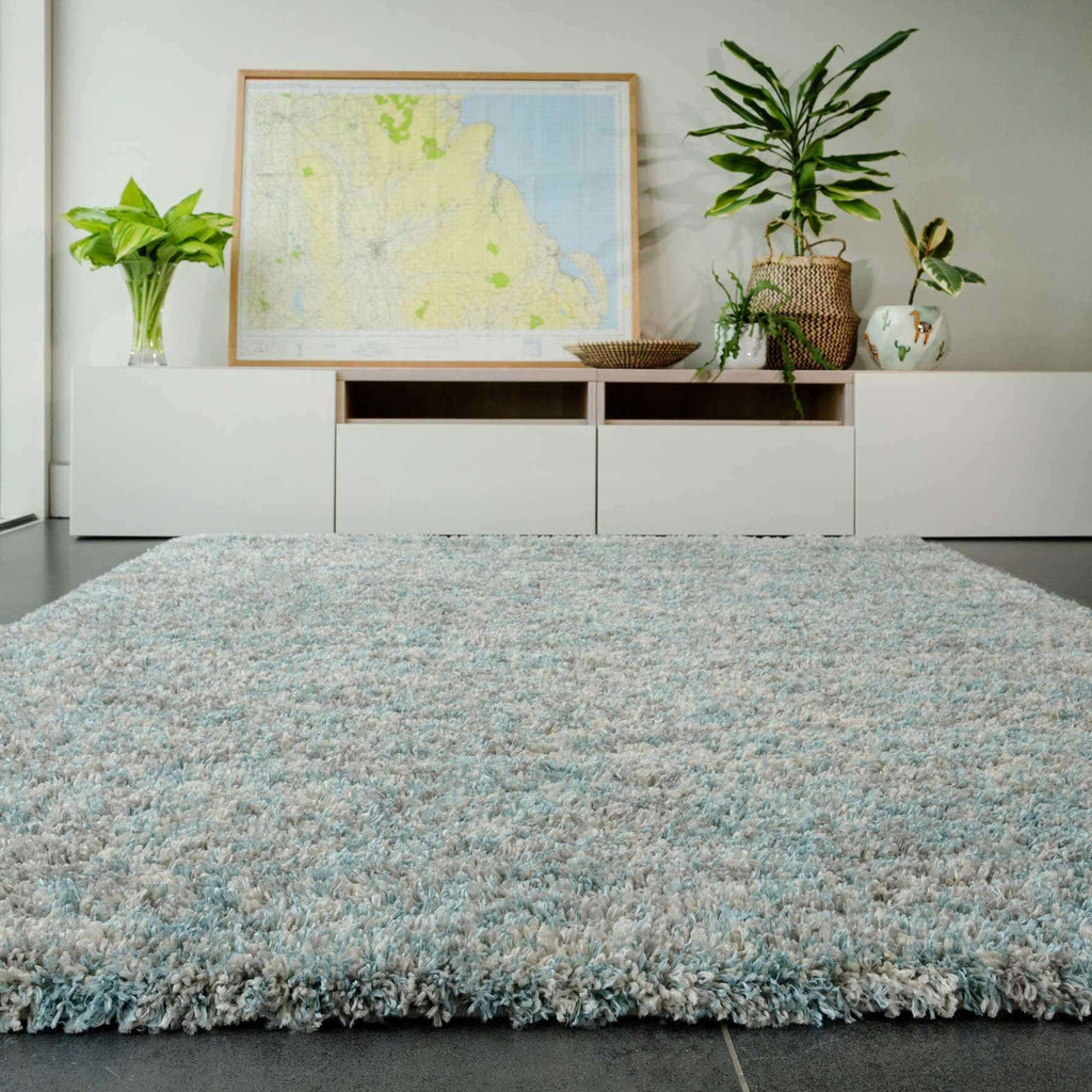 Soft Mottled Duck Egg Shaggy Area Rug