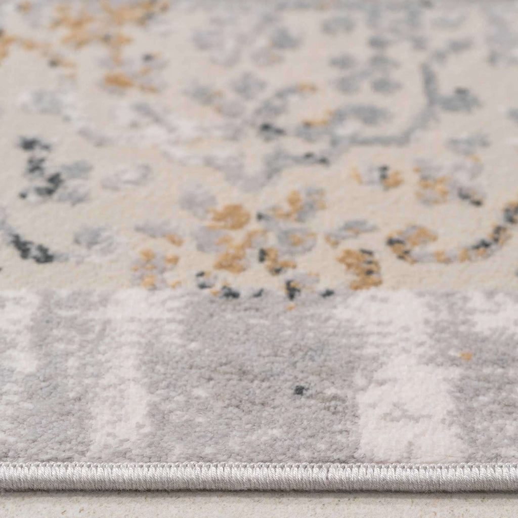 Traditional Grey Medallion Living Room Rug - Dunn