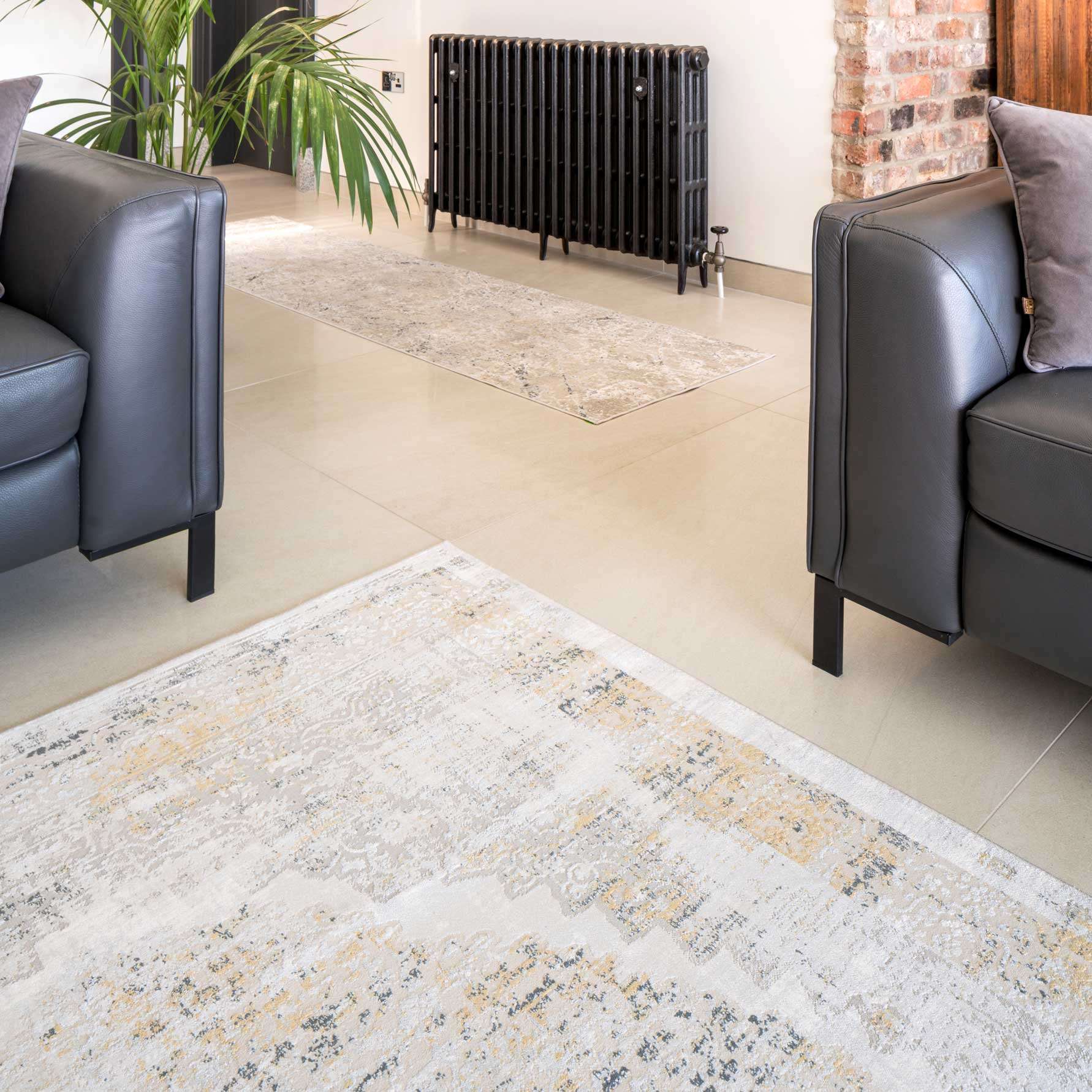 Traditional Grey Medallion Living Room Rug - Dunn