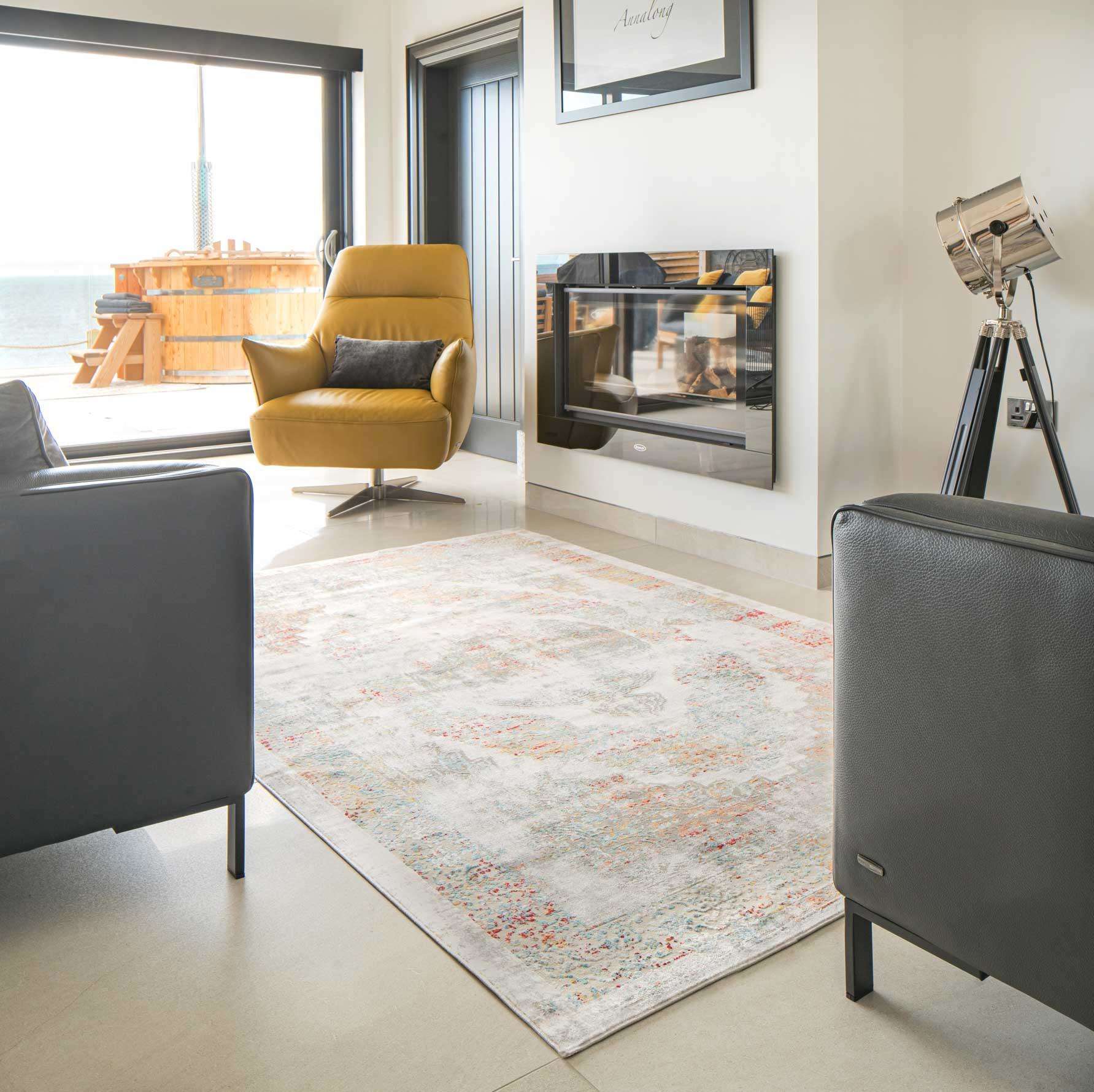 Traditional Grey Medallion Living Room Rug - Dunn