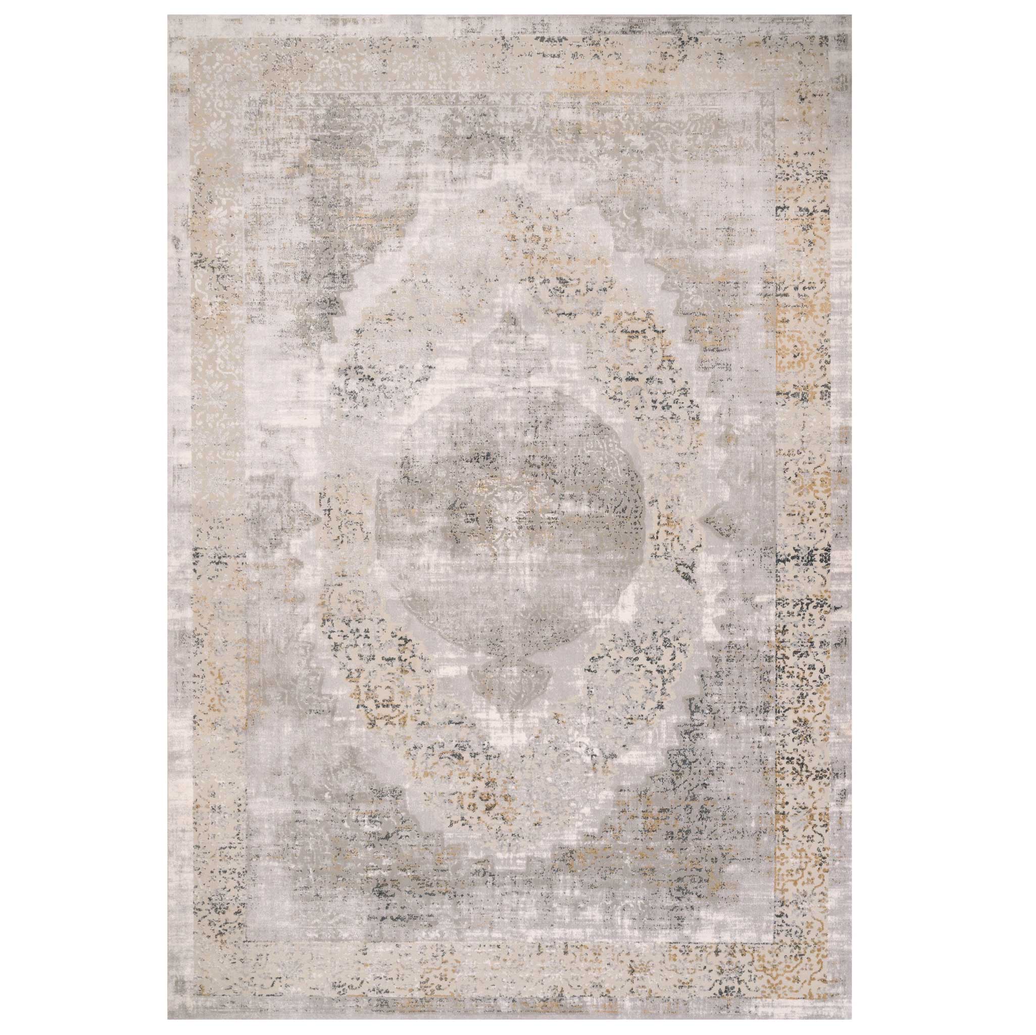 Traditional Grey Medallion Living Room Rug - Dunn