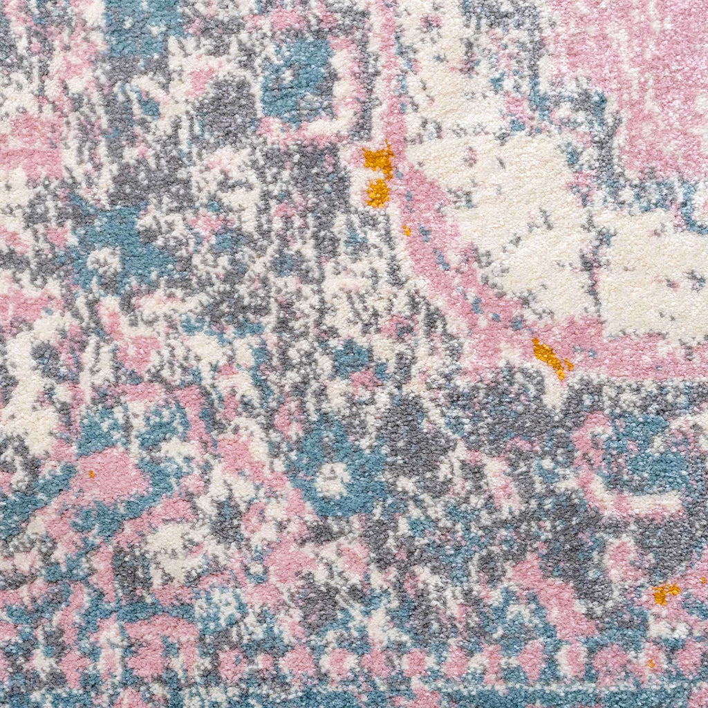 Distressed Pink Medallion Area Rug - Emelia