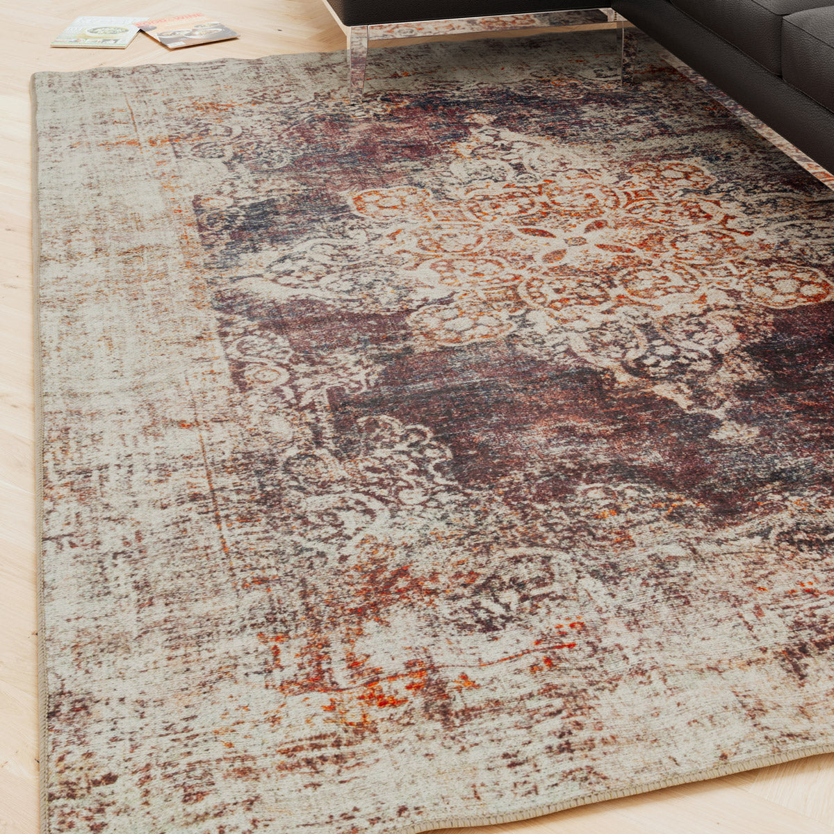 Washable Boho Distressed Rug - Opal