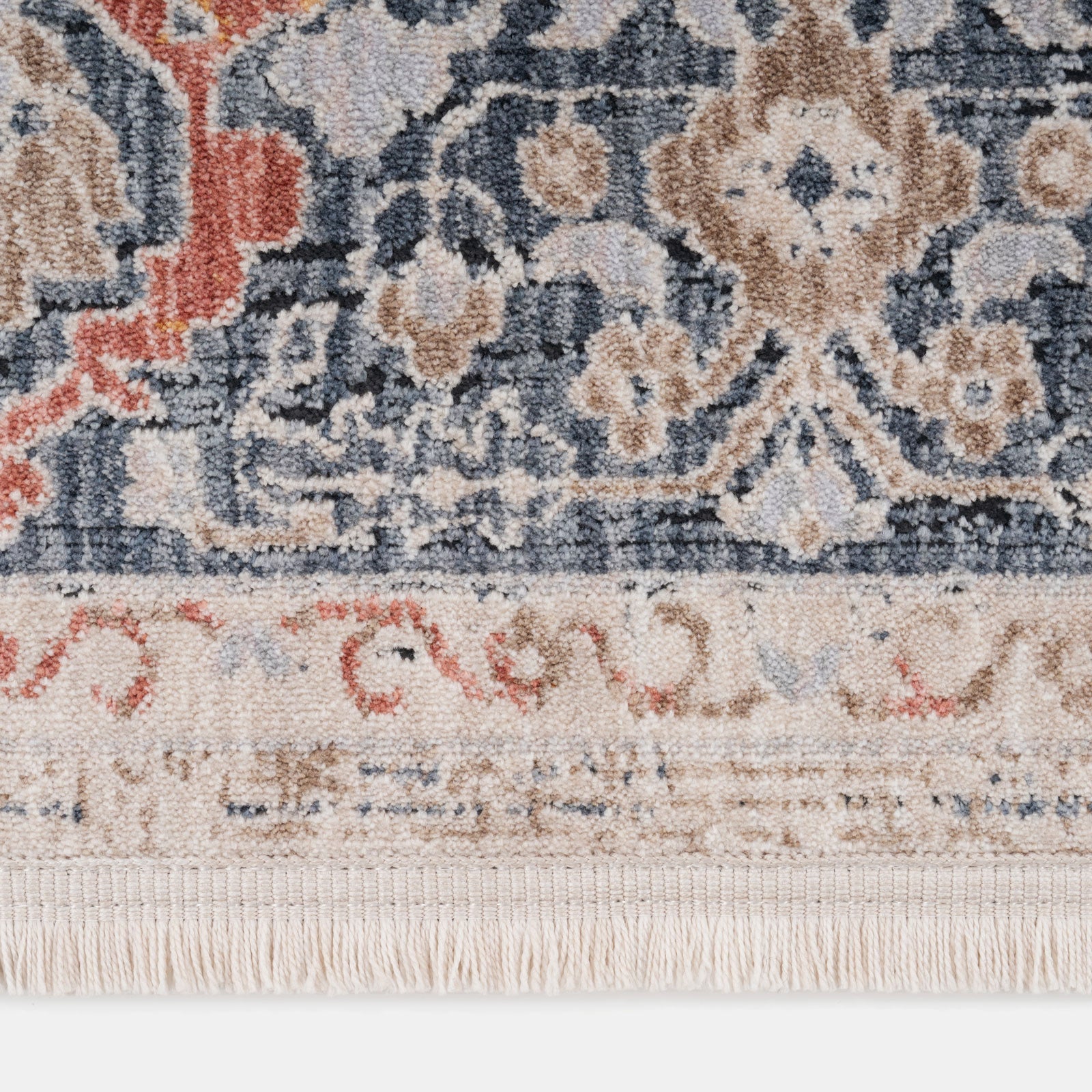 Blue Foral Motif Area Rug - Nava