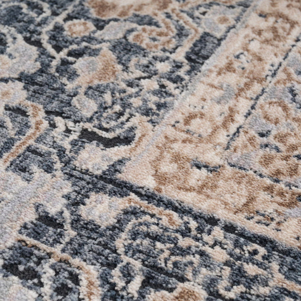 Blue Foral Motif Area Rug - Nava
