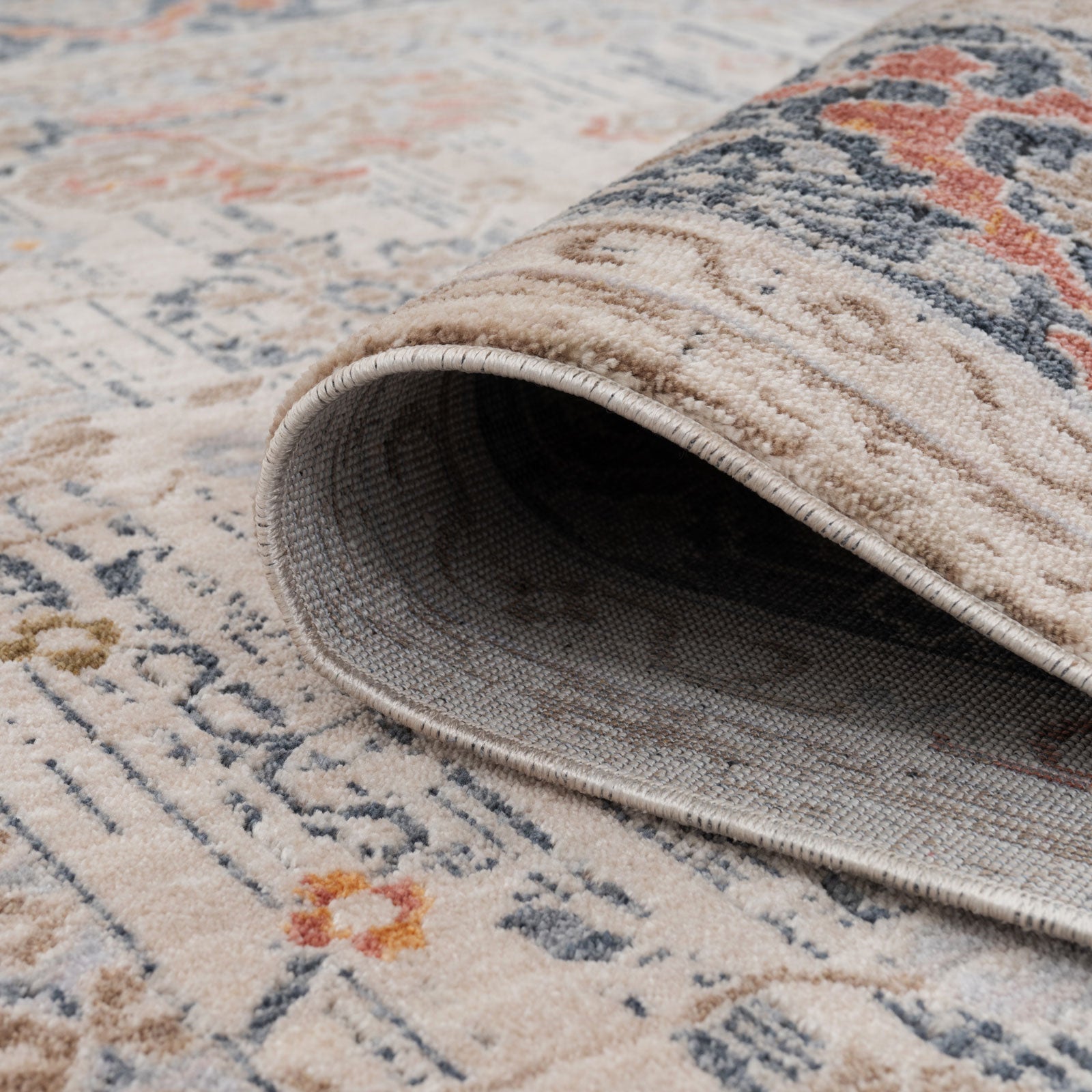 Blue Foral Motif Area Rug - Nava