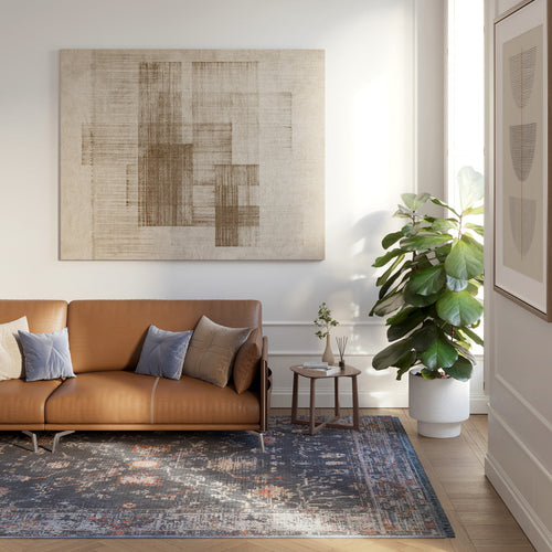 Blue Floral Tapestry Area Rug - Shira