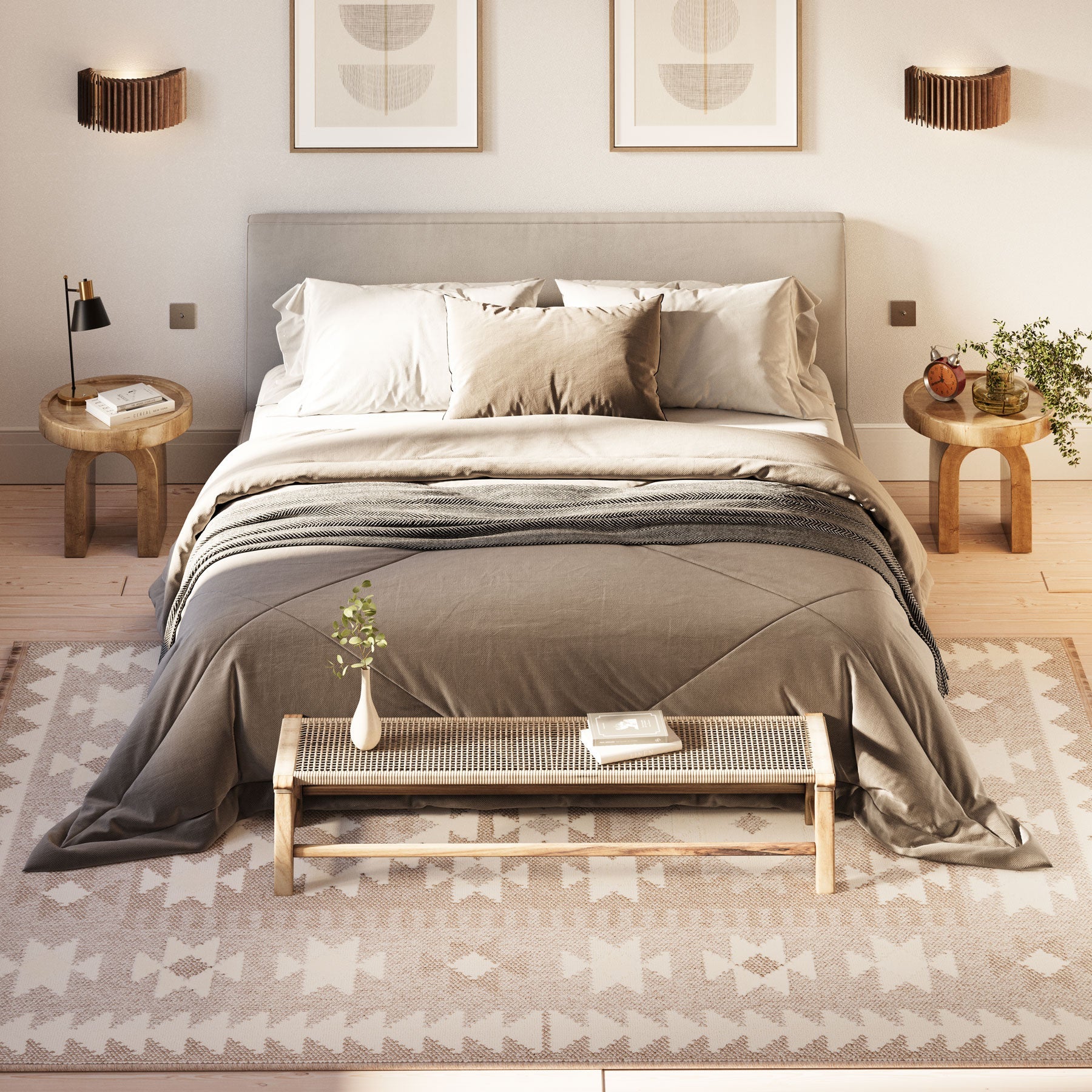 Grey Scandi Tribal Motif Rug - Bea